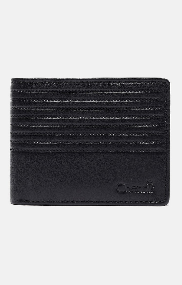 Men's Black Leather Textured Wallet