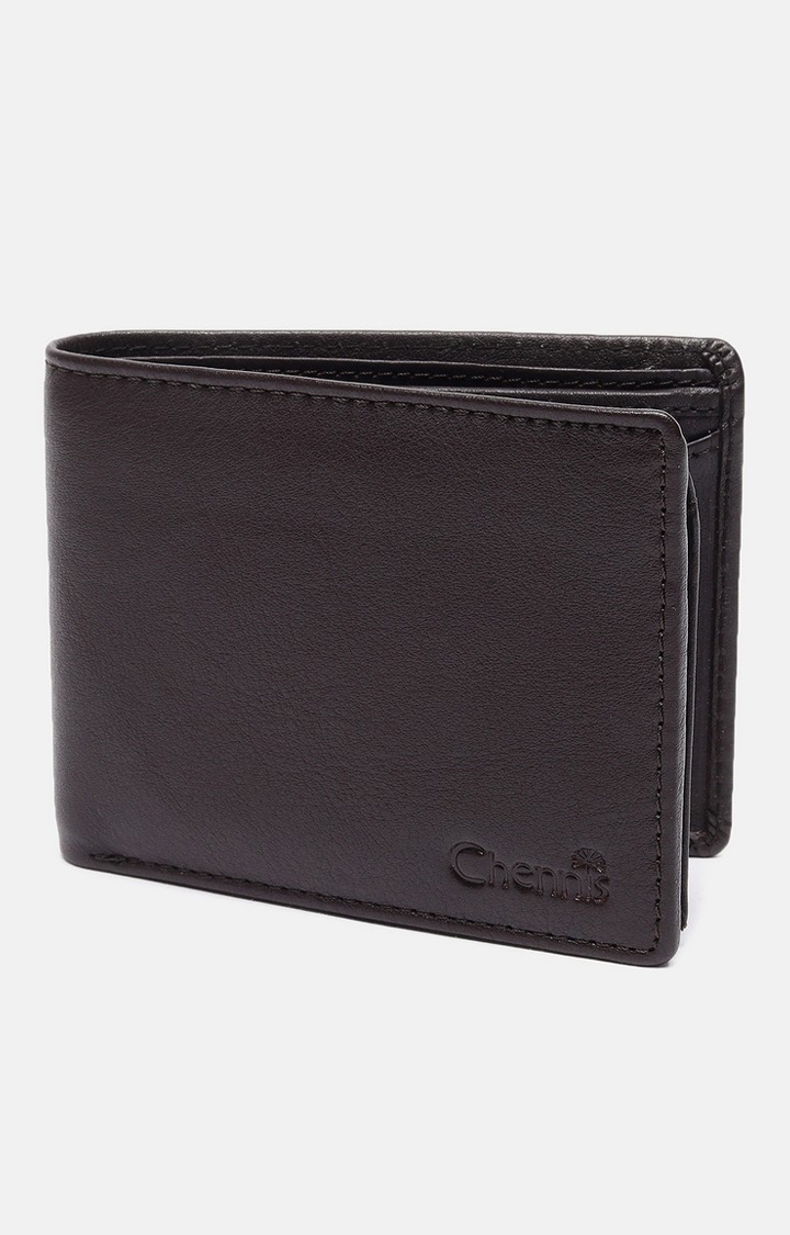 Chennis | Men's Brown Leather Solid Wallet 0