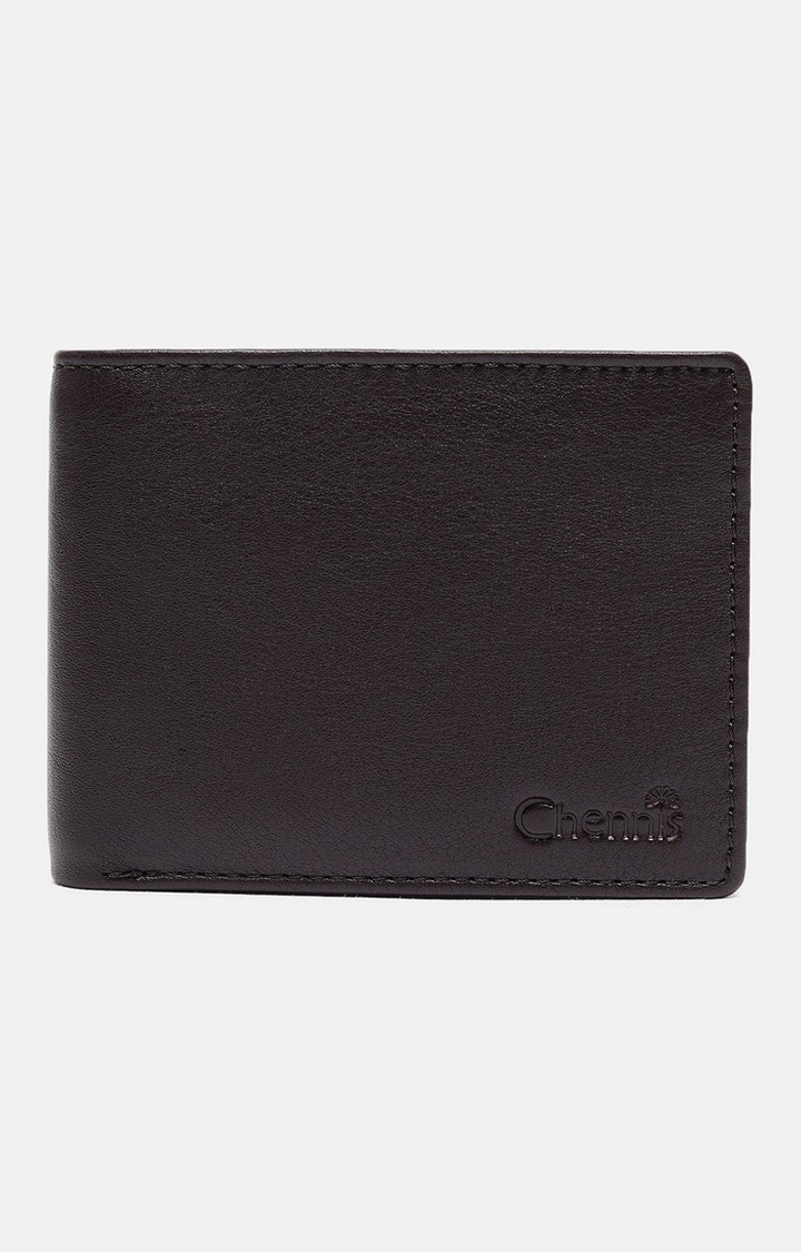 Chennis | Men's Brown Leather Solid Wallet 2