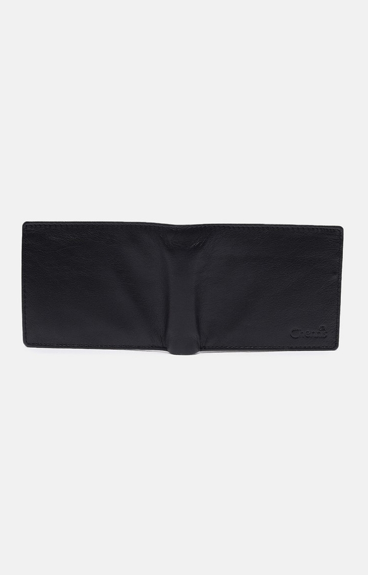 Chennis | Men's Black Leather Solid Wallet 4