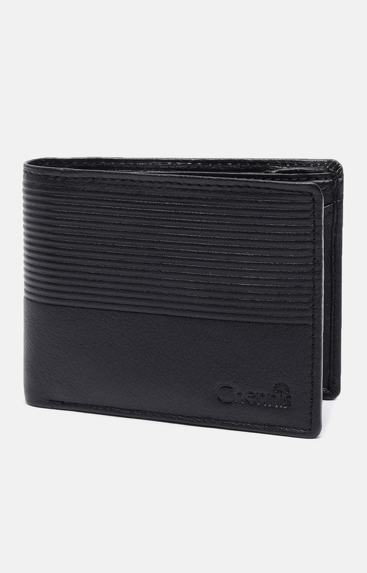 Men's Black Leather Textured Wallet
