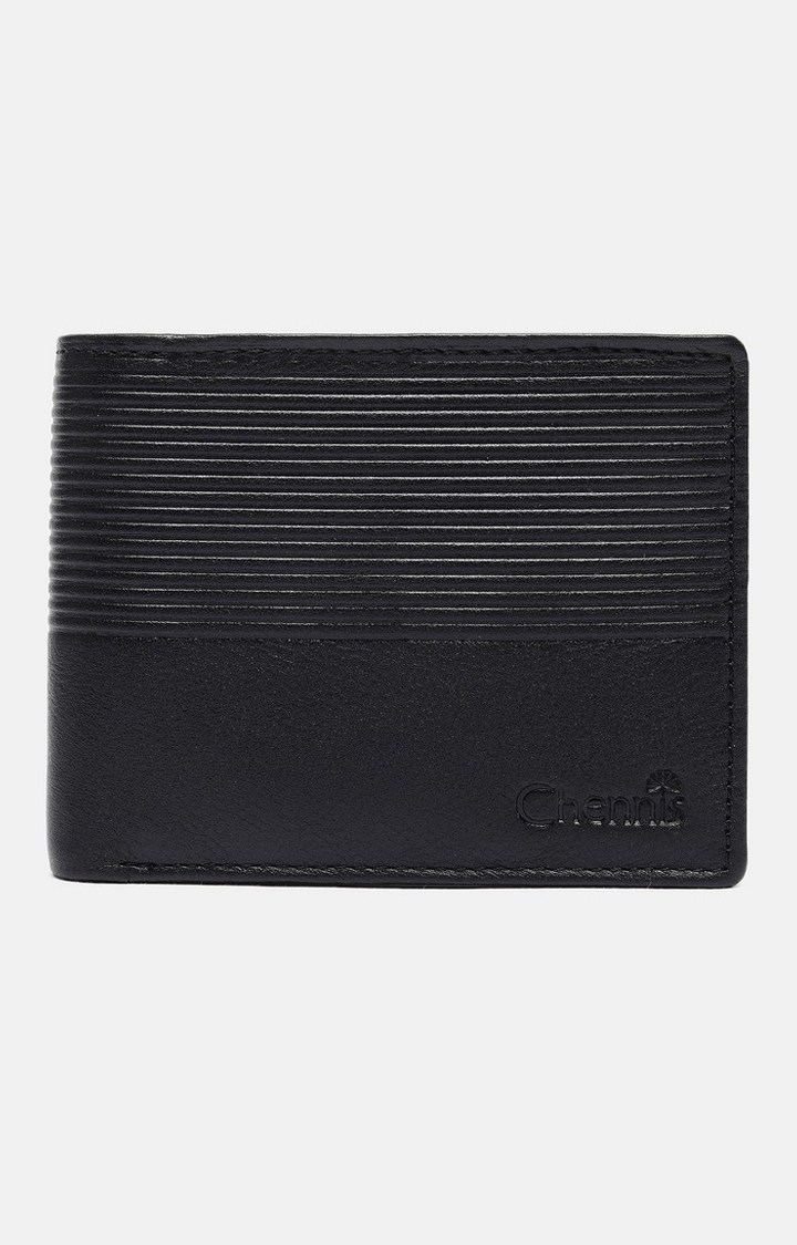 Men's Black Leather Textured Wallet