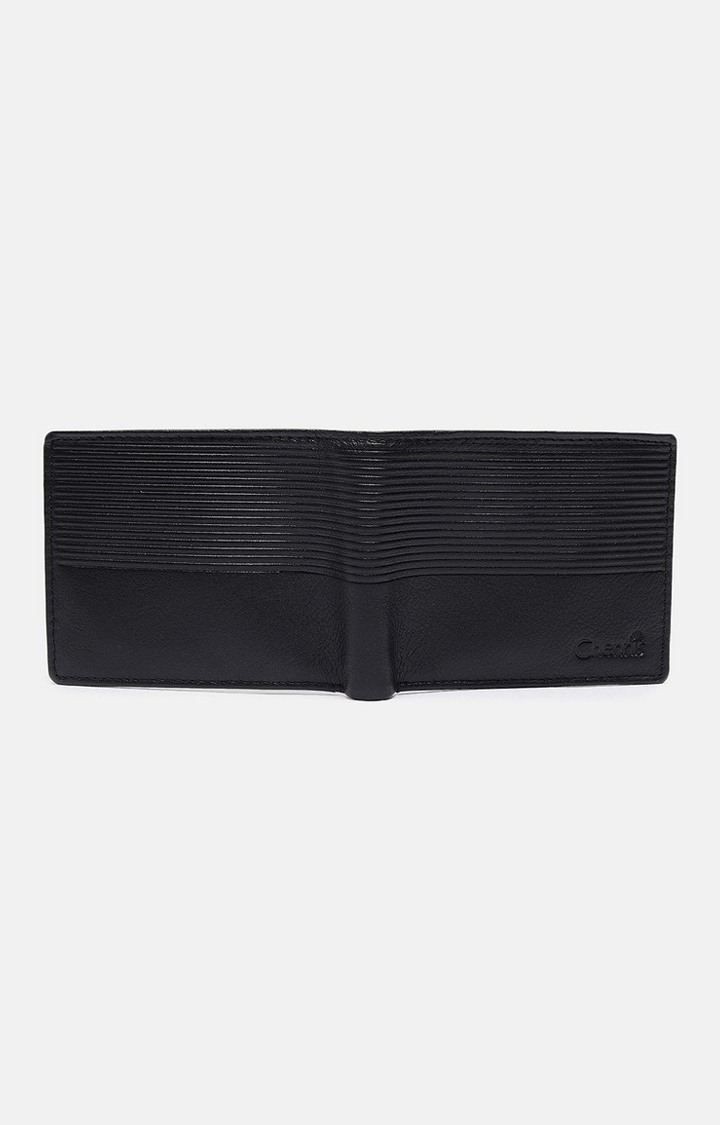 Men's Black Leather Textured Wallet