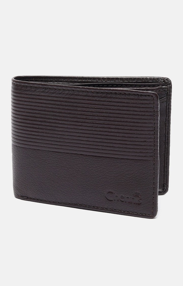 Men's Brown Leather Textured Wallet