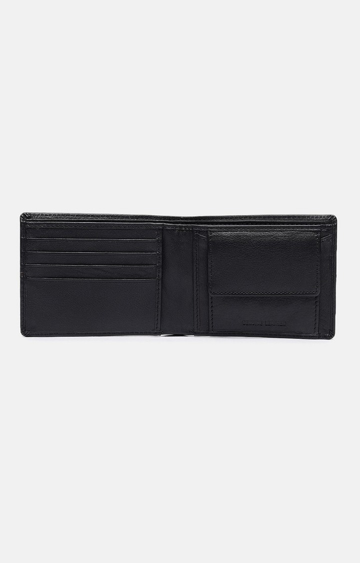 Men's Black Leather Solid Wallet