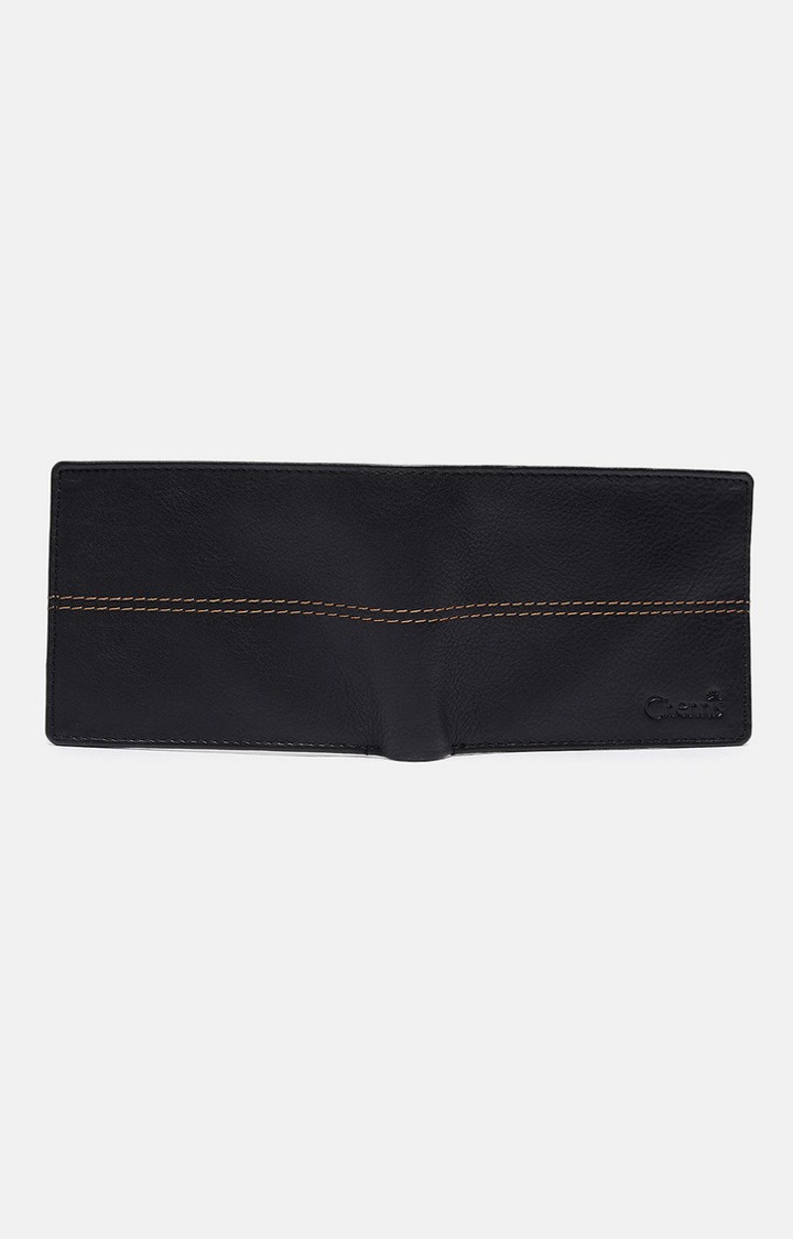 Men's Black Leather Solid Wallet