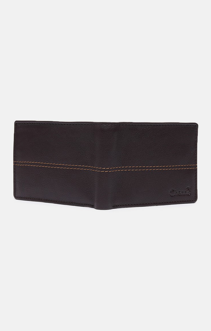 Men's Brown Leather Solid Wallet
