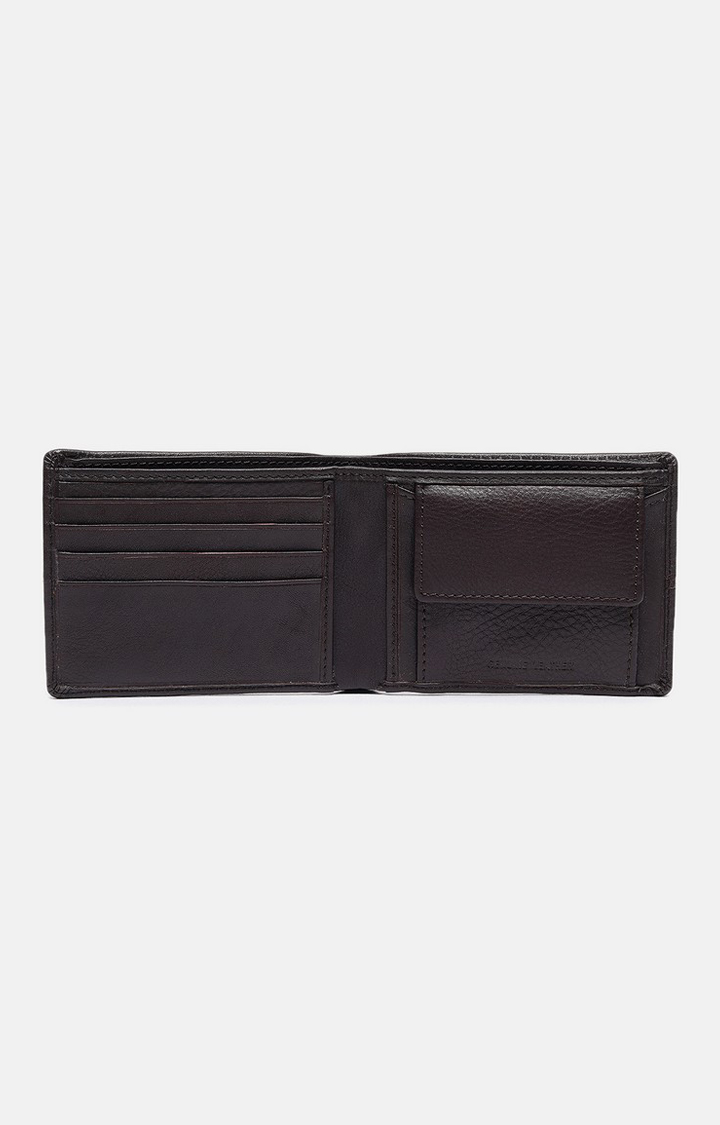 Men's Brown Leather Solid Wallet