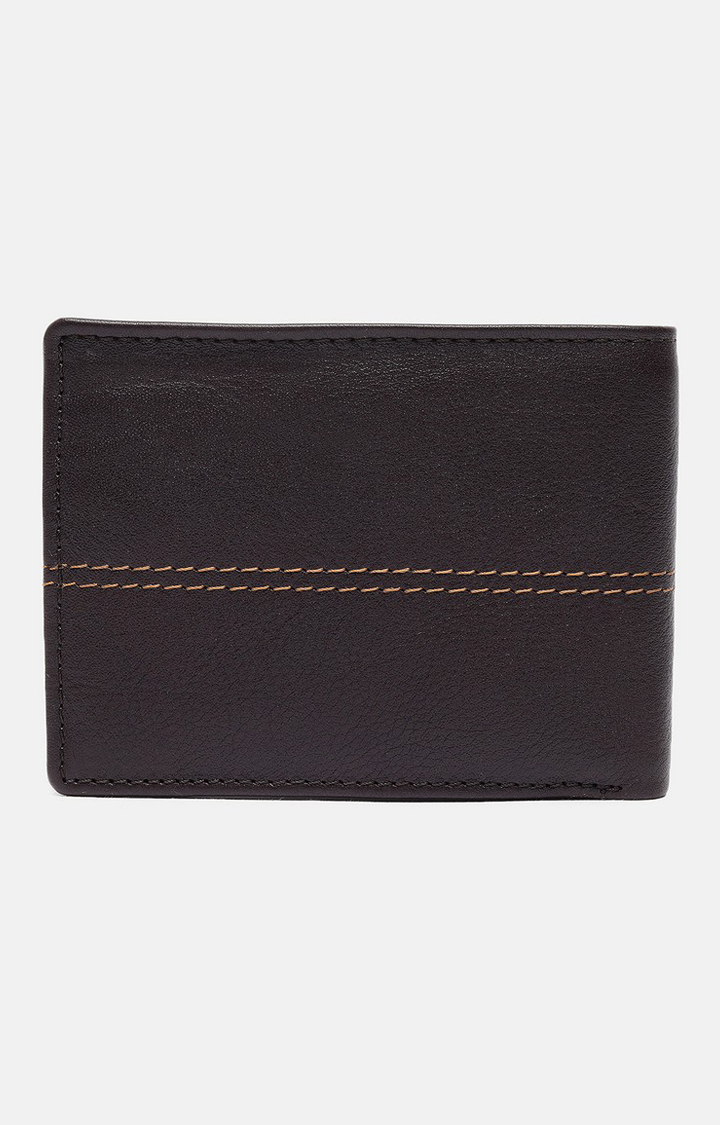 Men's Brown Leather Solid Wallet
