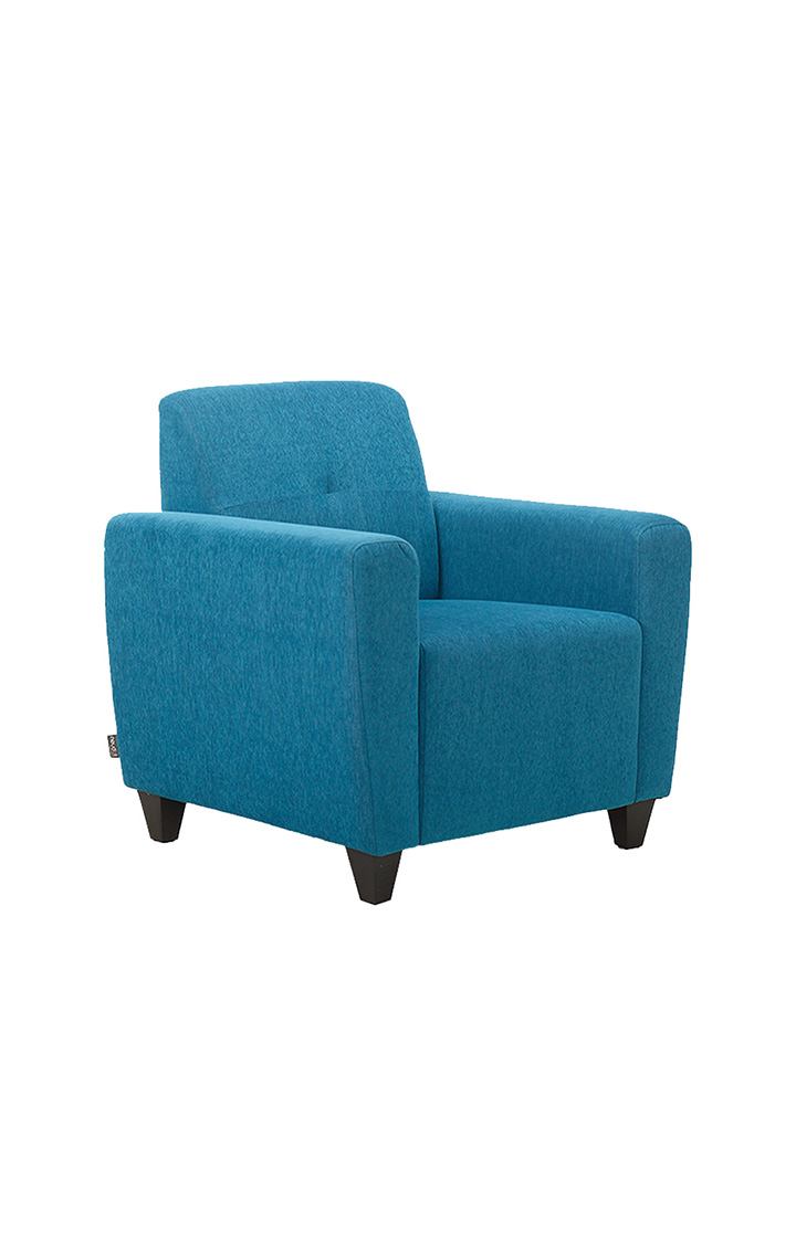 neudot Elegance Sofa for Living Room |1 Person Sofa|Premium Fabric with Cushioned Armrest | Solid Wood Frame|1 Seater in Scuba Blue Color