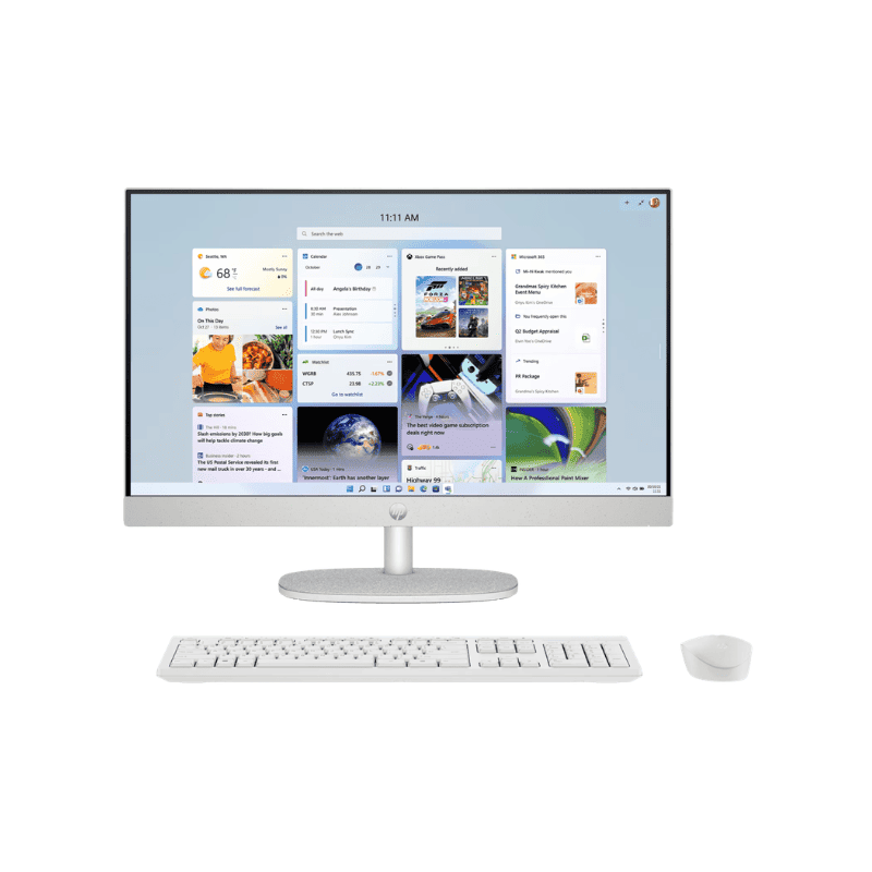 HP 24-cr0016in AIO Desktop, AMD Ryzen 3-7320U, 8 GB RAM, 512 GB SSD, 23.8 Inch FHD IPS Screen, Wireless Keyboard & Mouse, Windows 11 Home, Ms Office 2024, Shell White