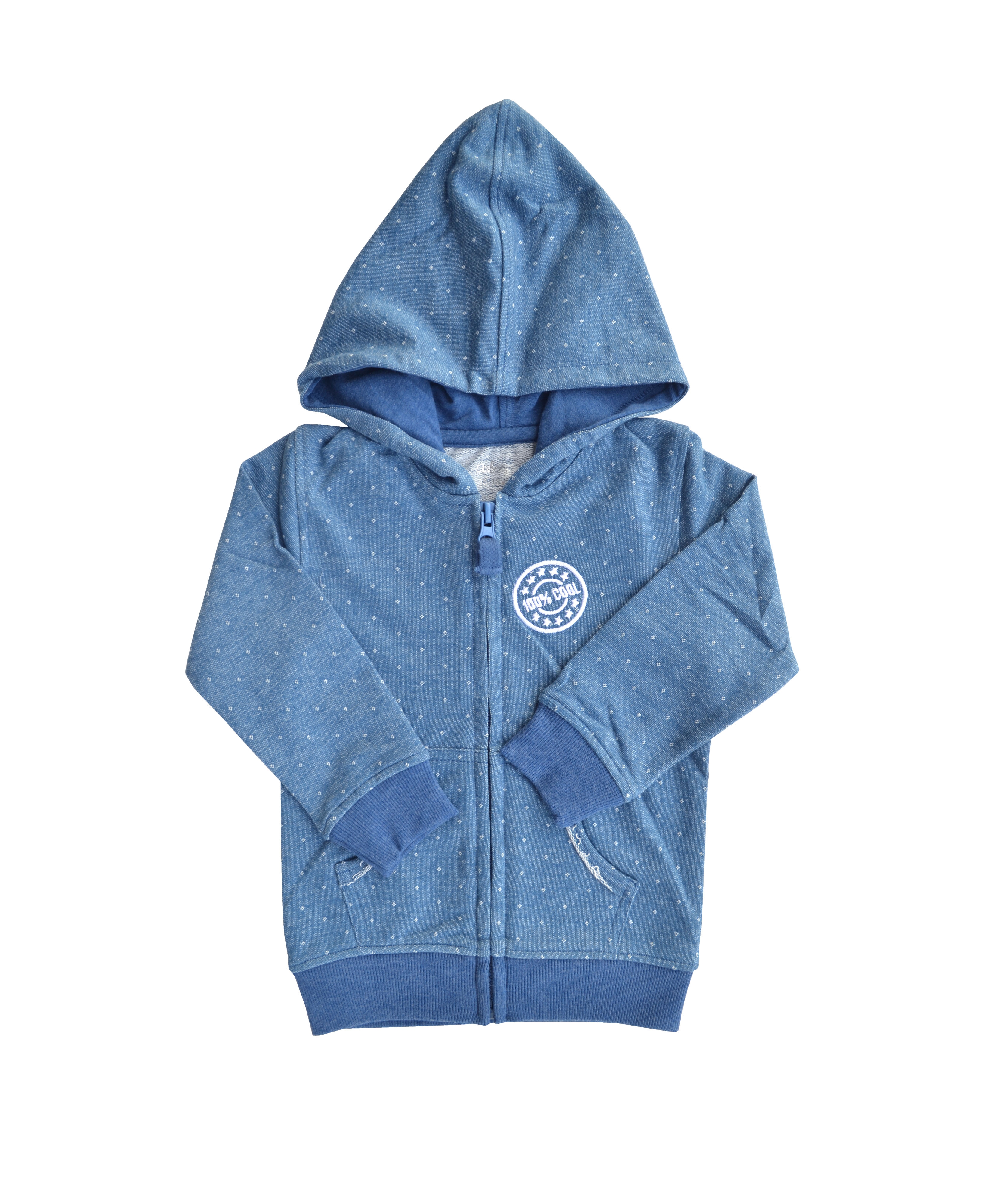 Babeez | Allover Dot Print on Denim Look Long Sleeves Hoody Sweatshirt/Jacket (French Terry) undefined