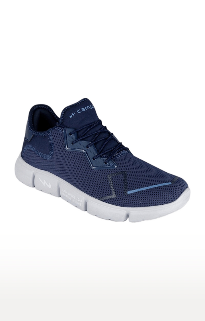 Campus Shoes | Girls Madrid Blue Mesh Outdoor Sports Shoes 0