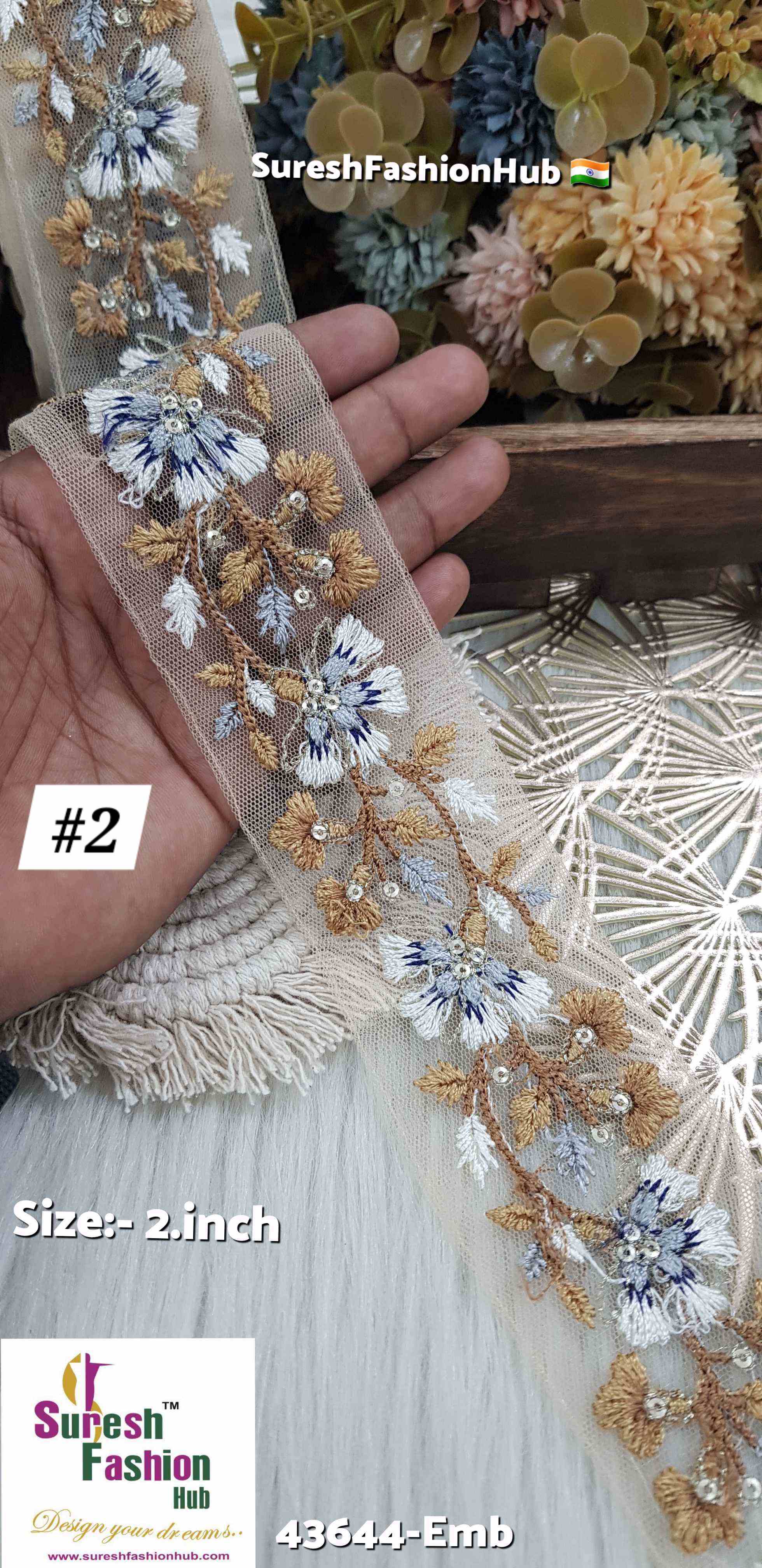 Multicolor Floral Embroidered Trim