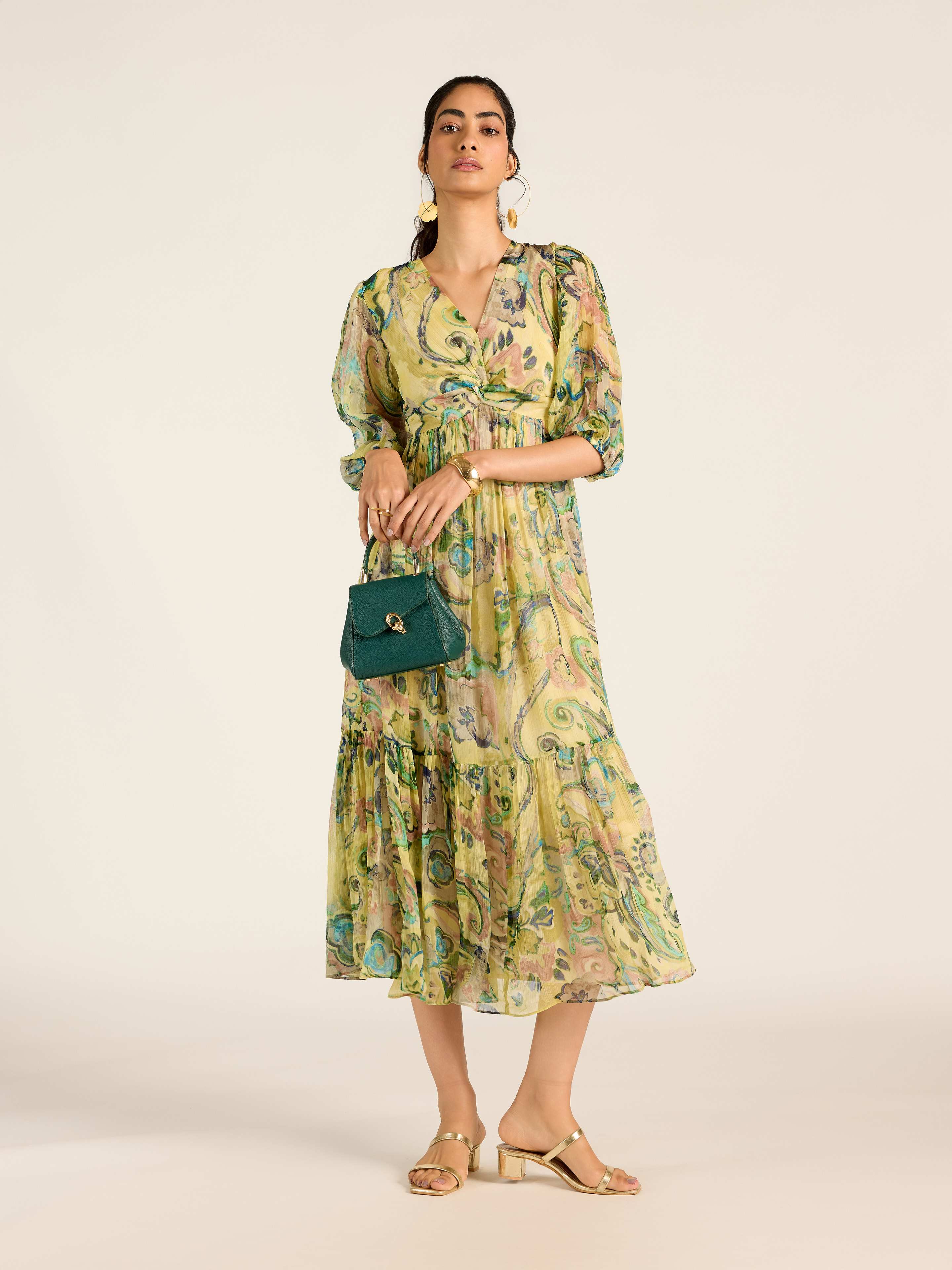GREEN MARGO LONG DRESS
