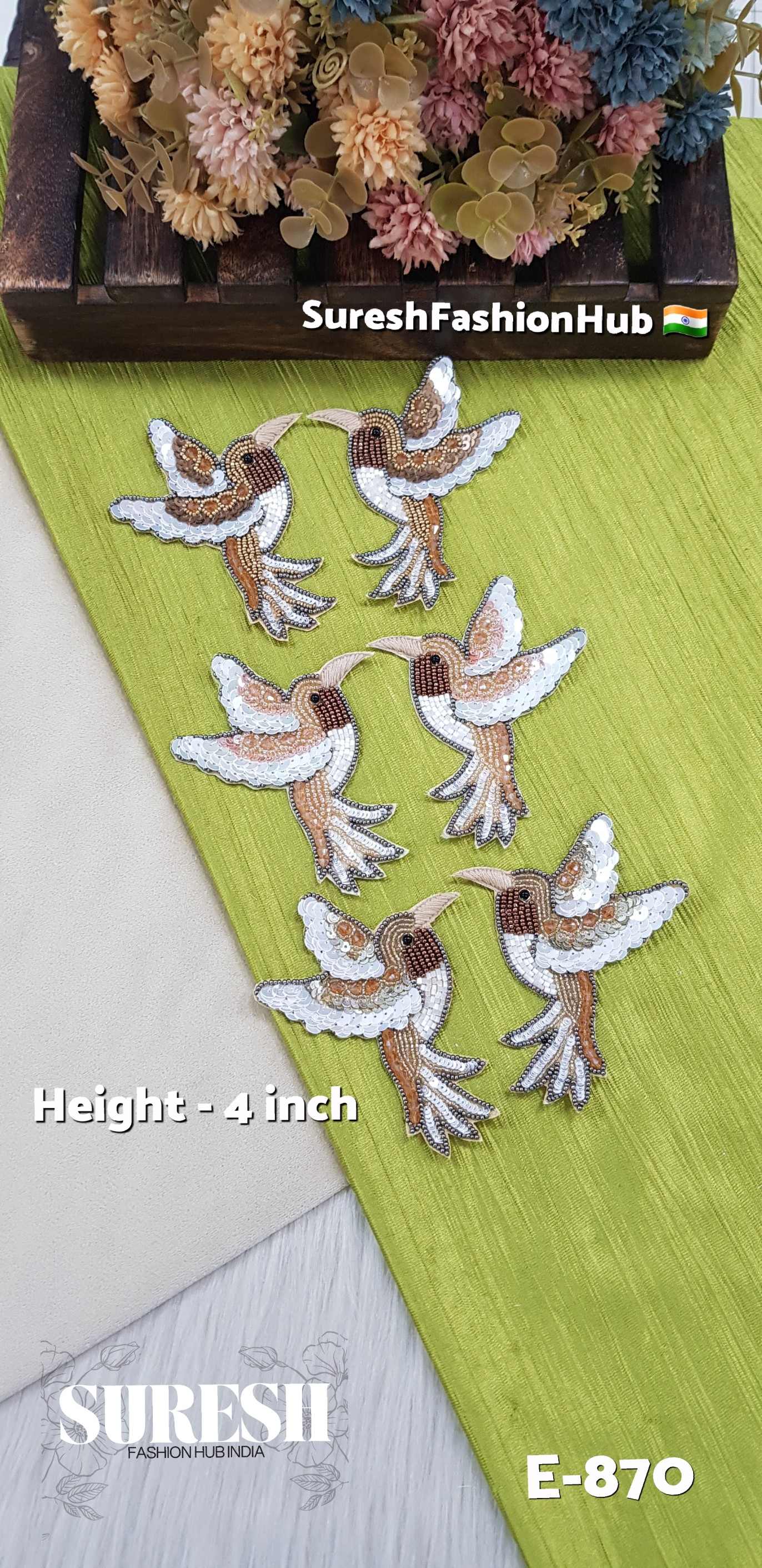 E-870 Deep Dark Blue Left Side Flying Bird Patch
