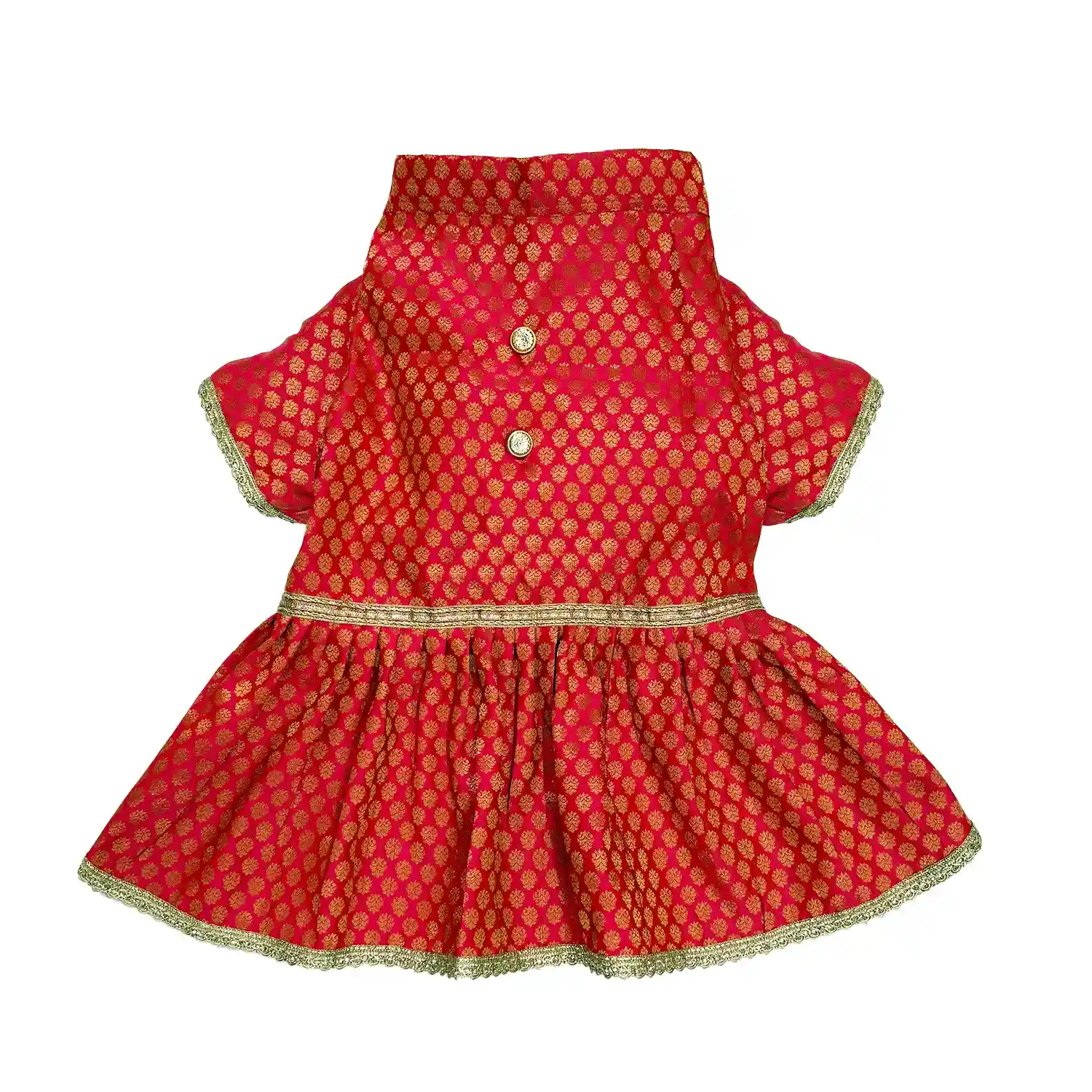 Pawsindia Traditional Royal Brocade Dress for Dogs - Red | Ethnic Festive Wear