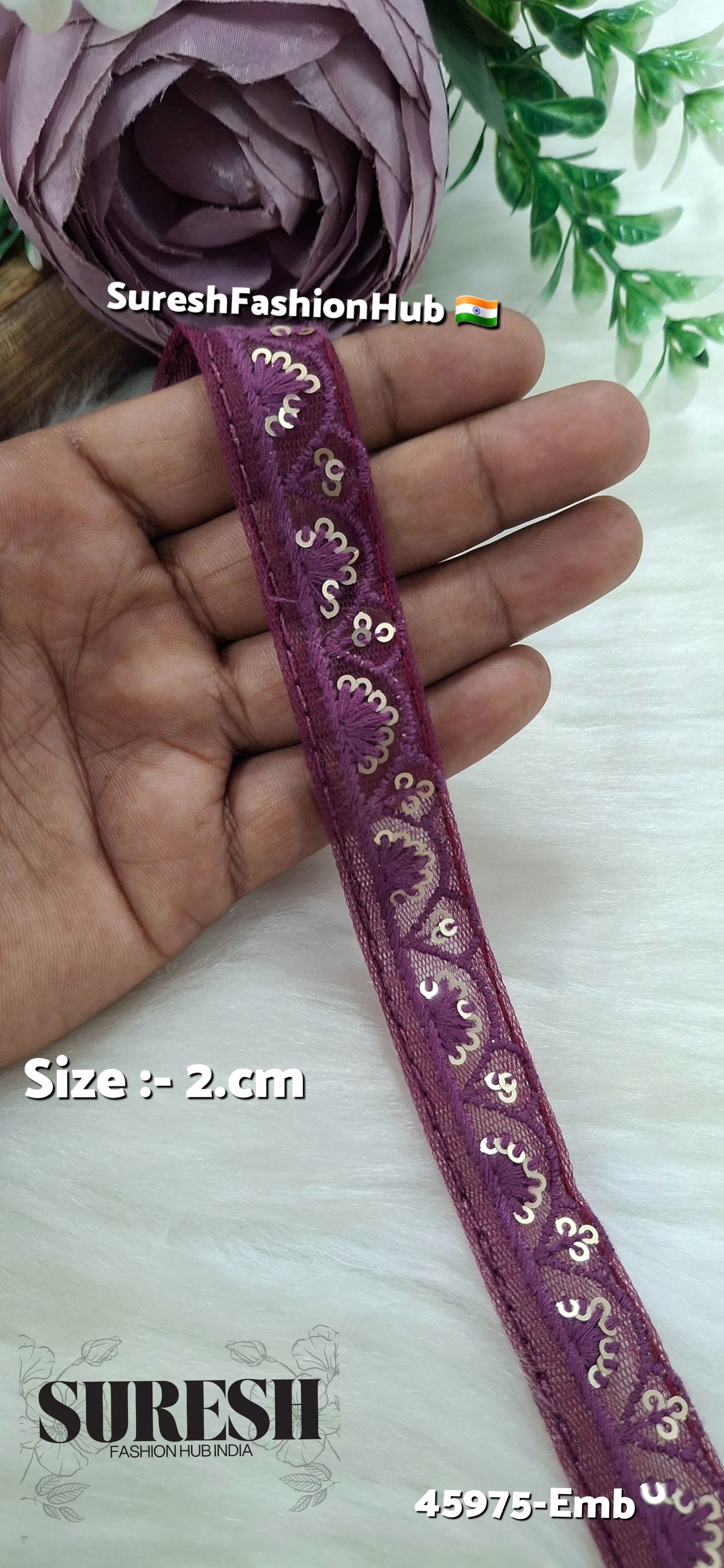 Magenta Tone-on-Tone Net Embroidery Lace