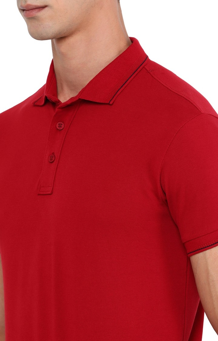 JadeBlue | Men's Red Cotton Solid T-Shirts 3