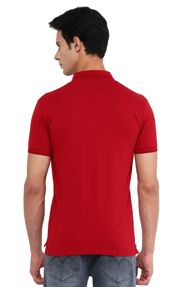 JadeBlue | Men's Red Cotton Solid T-Shirts 2