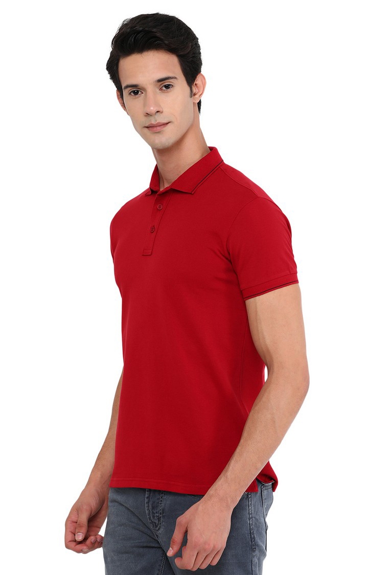 JadeBlue | Men's Red Cotton Solid T-Shirts 1