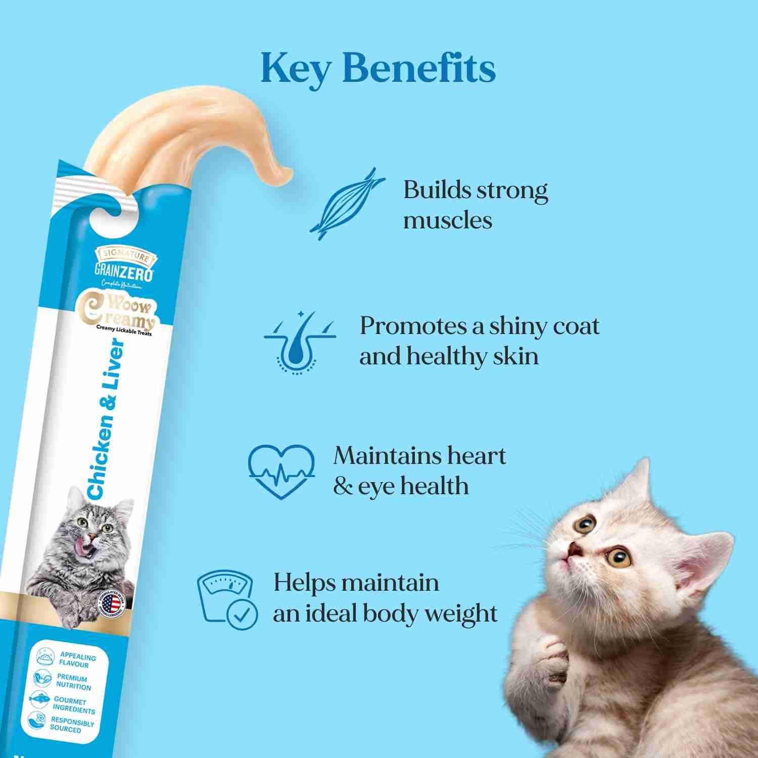 Grain Zero Chicken and Liver Lickable Creamy Cat Treats