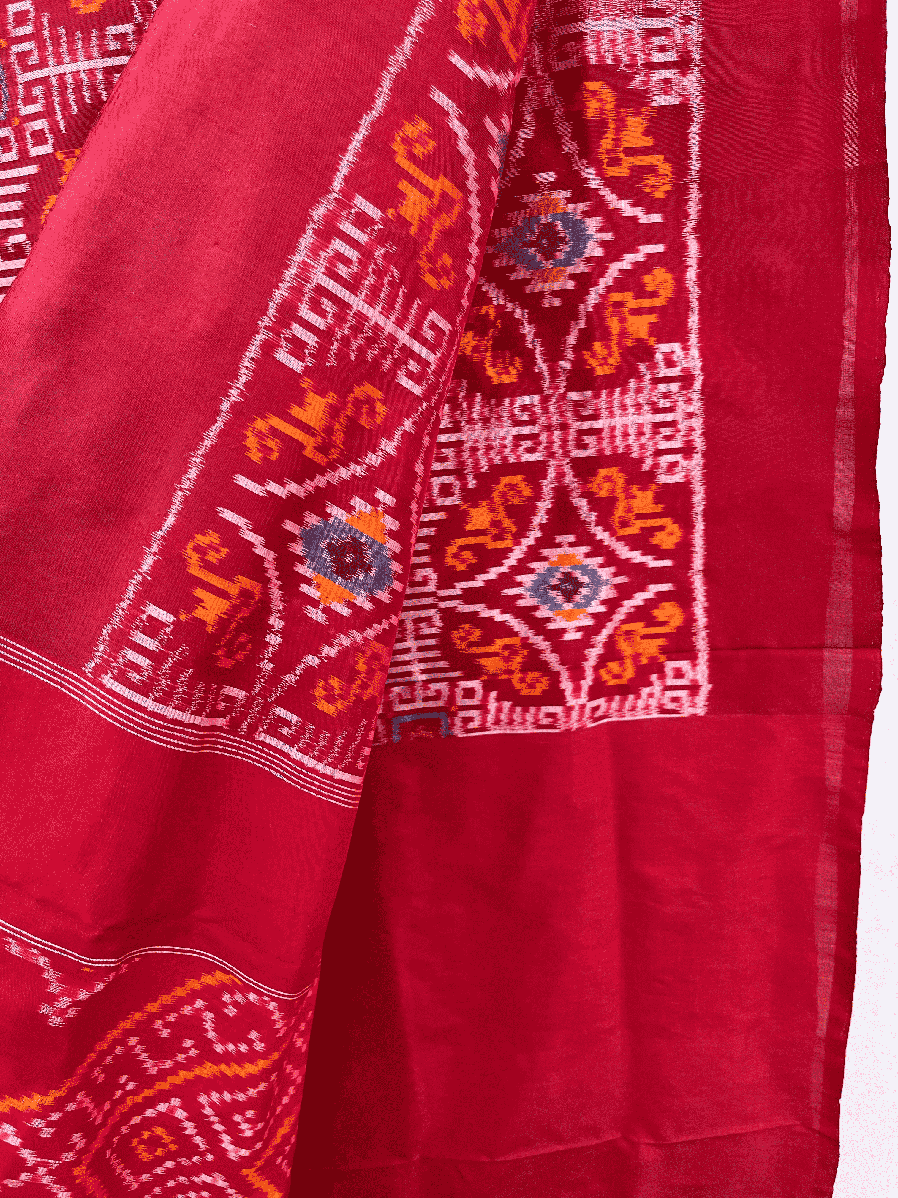 Silk Kolam Red Ikat Saree
