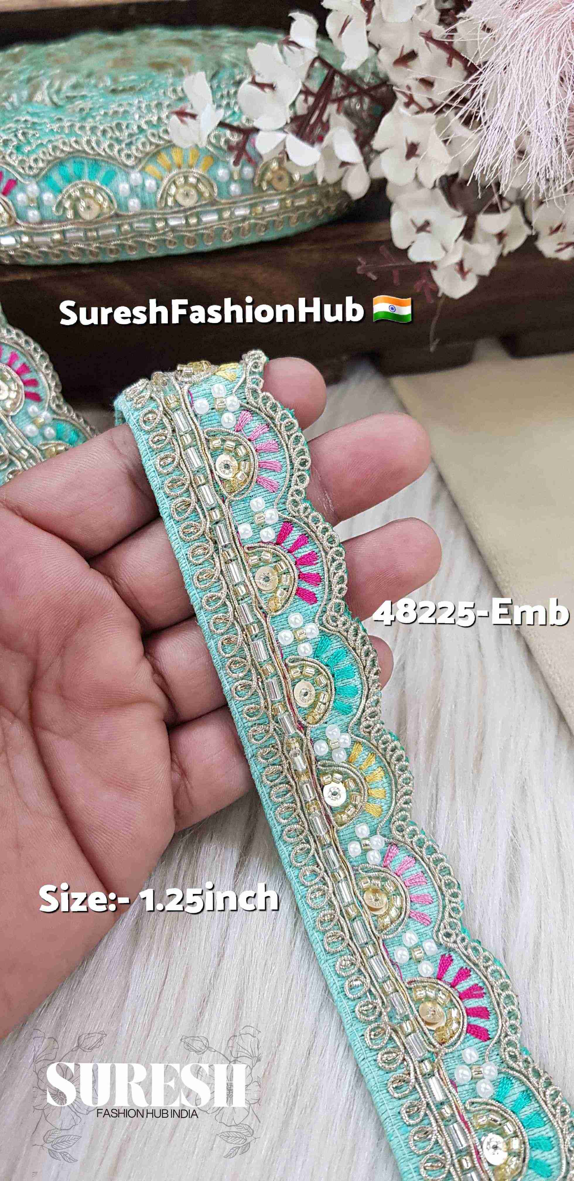 SeaGreen Serenity Floral Trim