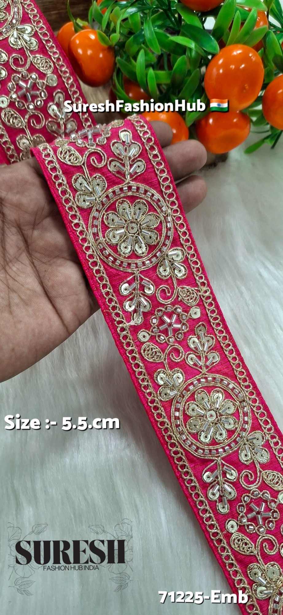 Maharani Floral Cutdana Bead Embroidery Lace – Design No. 71225-Emb