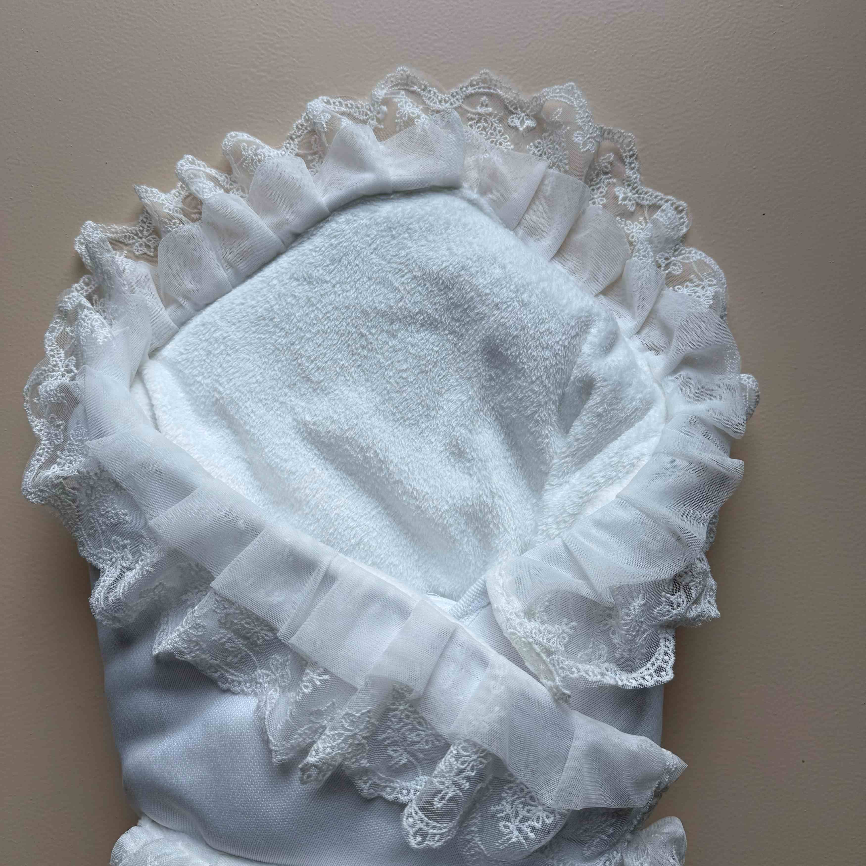 Ivory Snow Heirloom Knit Baby Drape