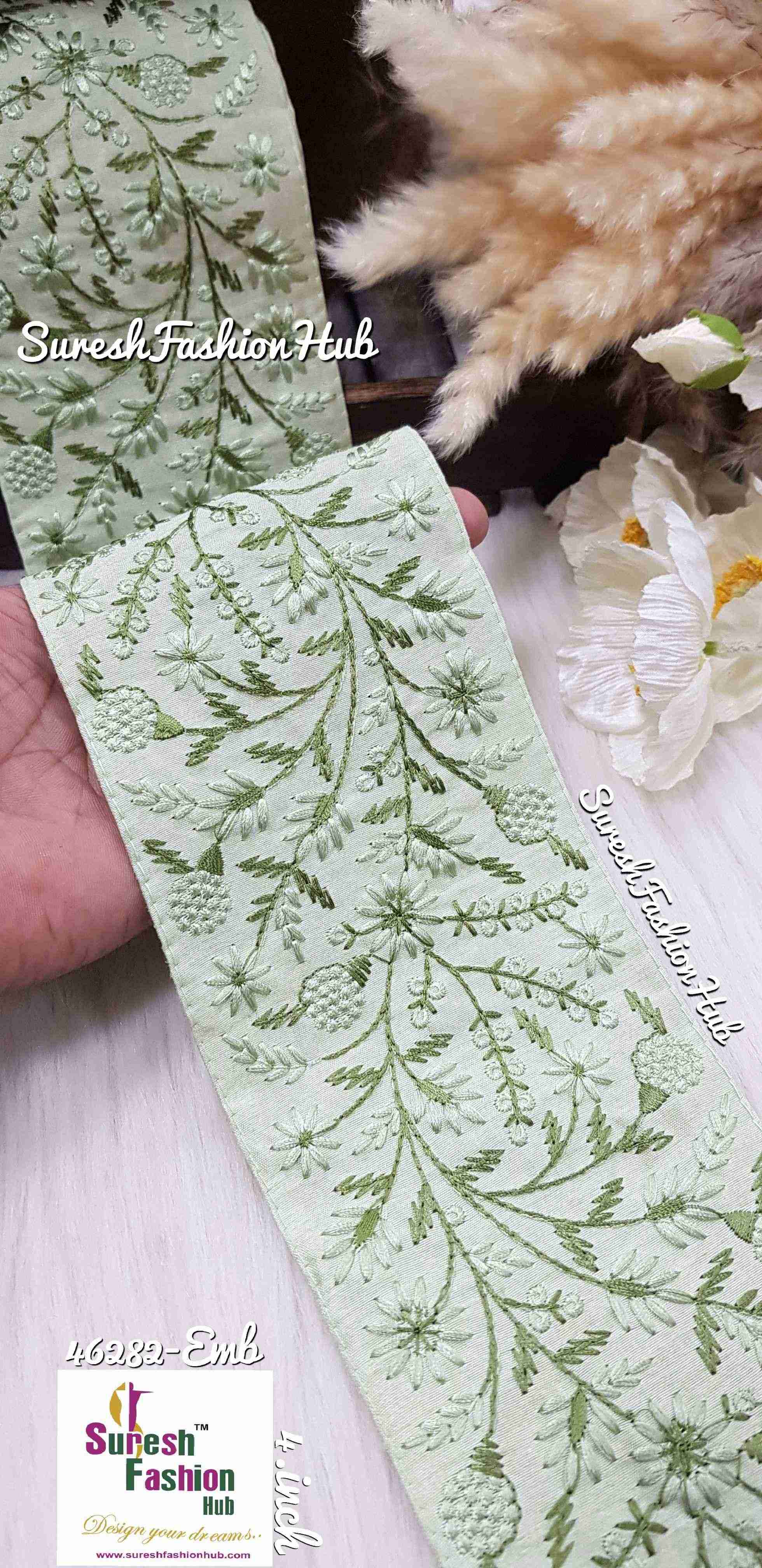 Certainly! Here are some ALT text suggestions that incorporate a variety of keywords to help improve your visibility on Google: 1. "Navratri Banarasi Laces - Traditional Indian Festive Laces" 2. "Golden Silver Banarasi Lace - Elegant Metallic Trims for Garments" 3. "Cutwork Banarasi Laces - Intricate Openwork Designs"