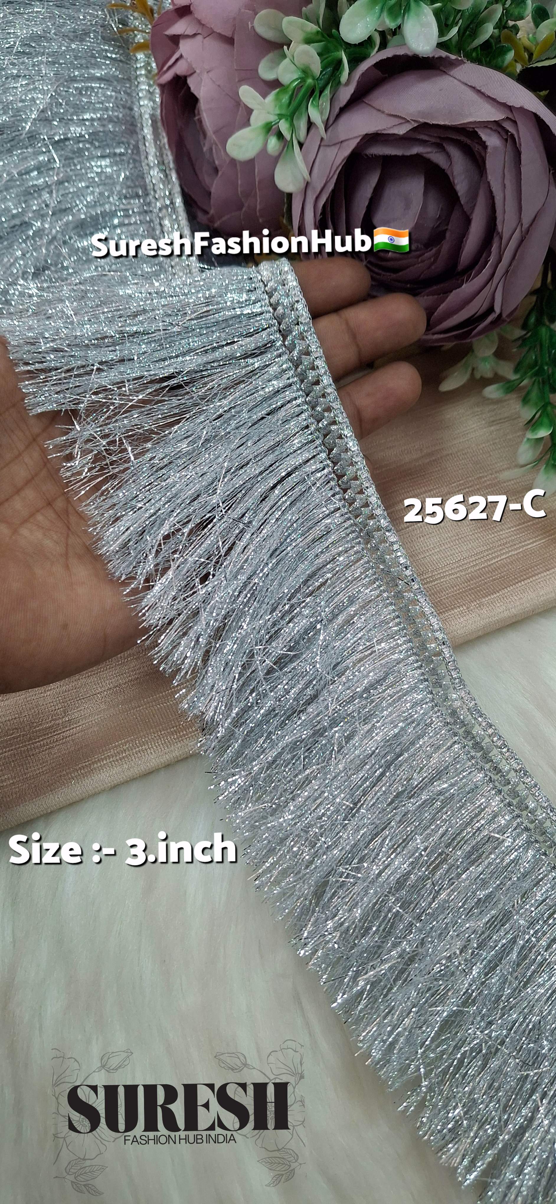 Silver Badla Fringe Jhalar Lace