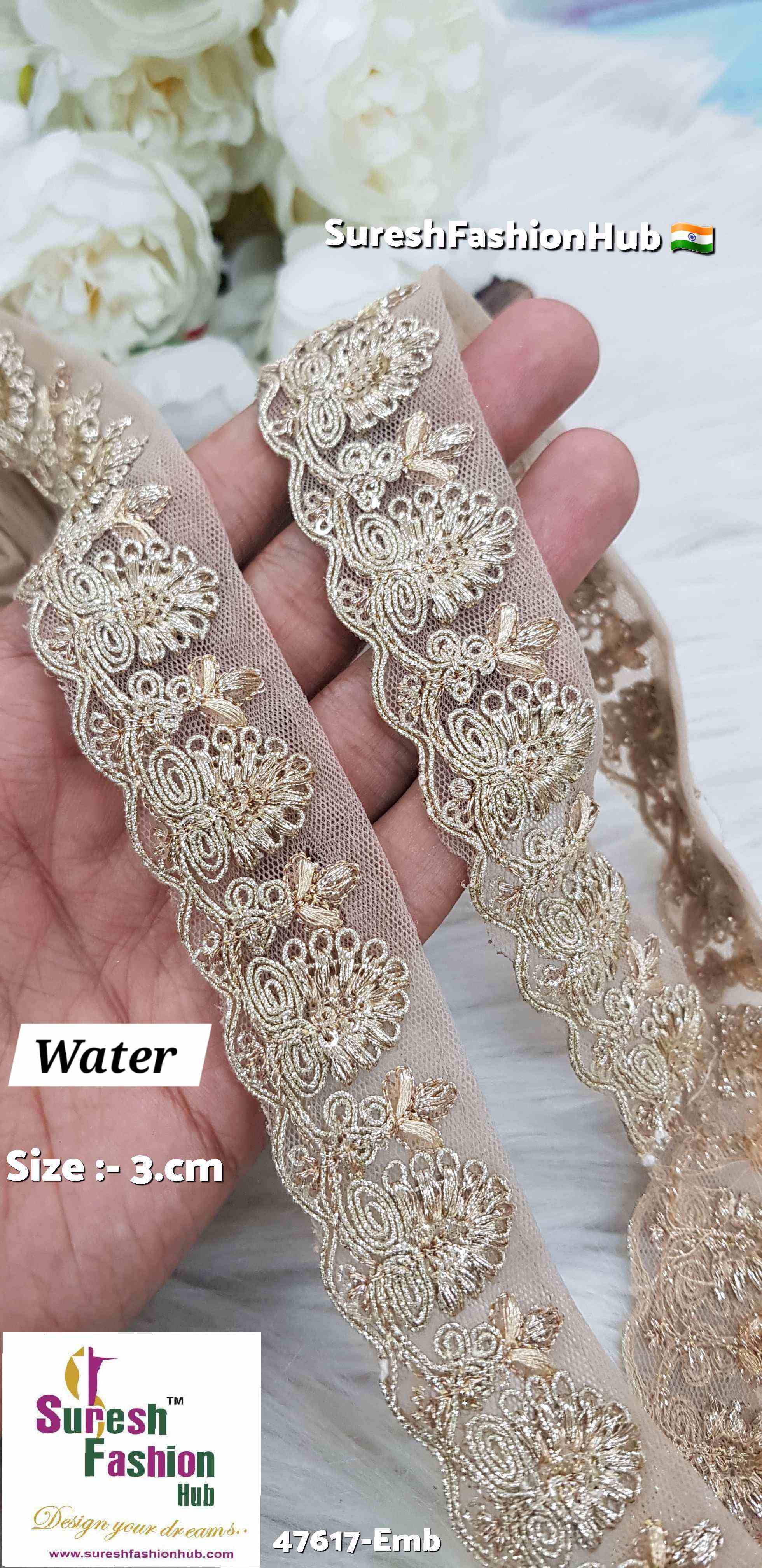 Water Glitter Floral Trim