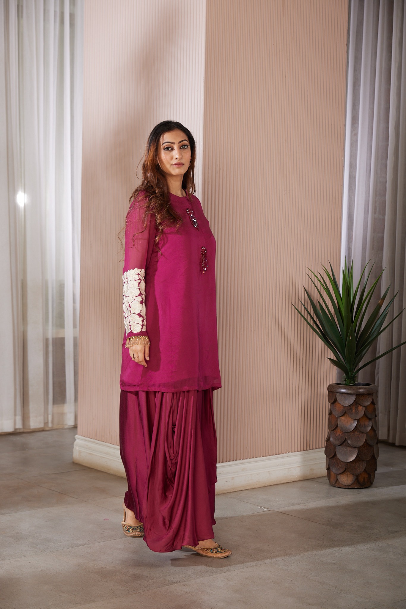 POMCHA JAIPUR'S MIRZA RED KURTI SKIRT SET - RENT