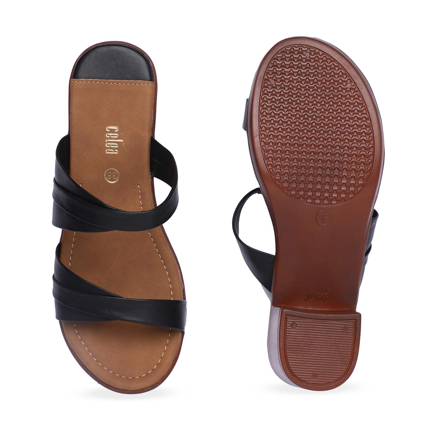 Trendy Women Black Block Heel Sandals