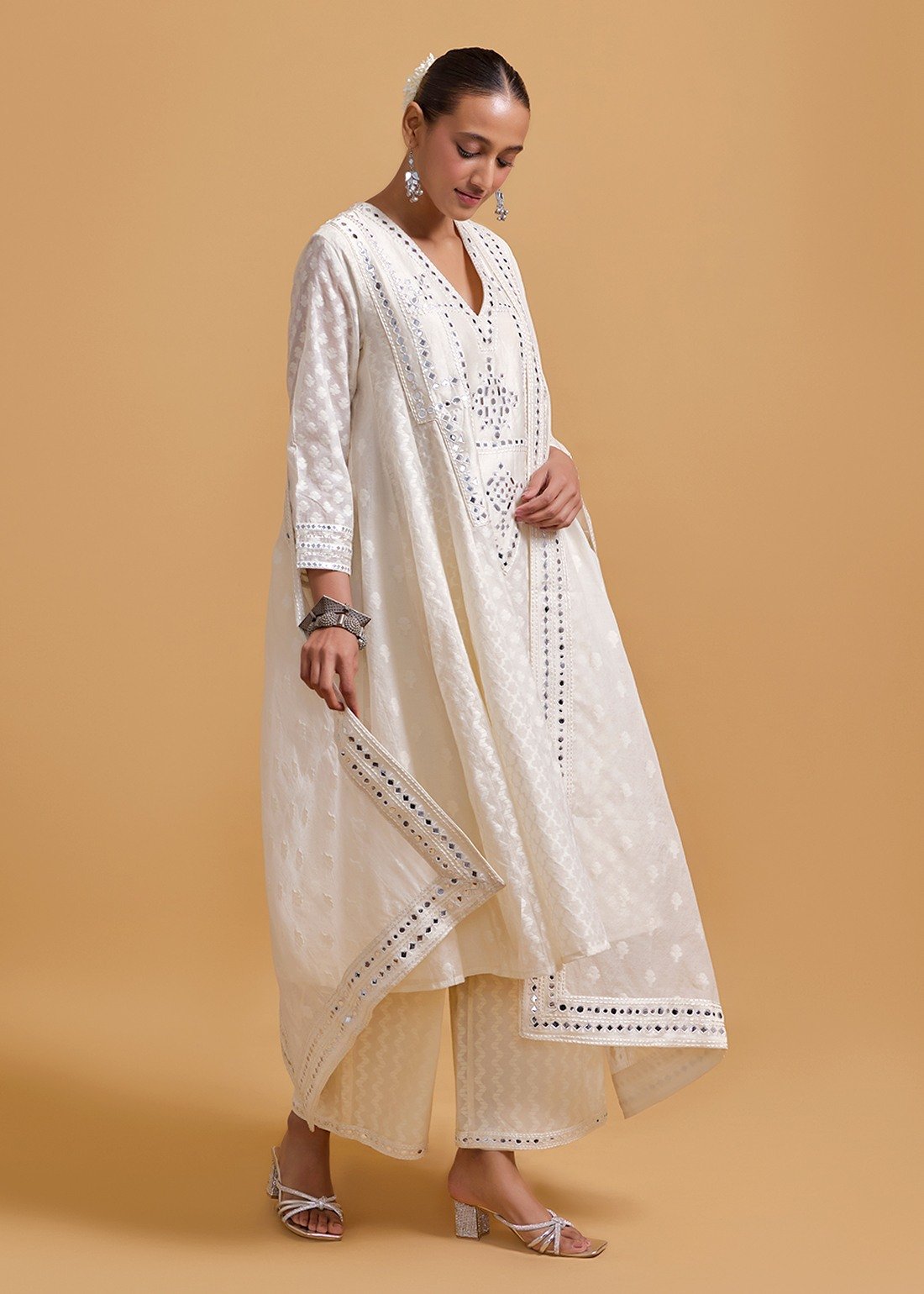 Azra Mirror Offwhite Dupatta
