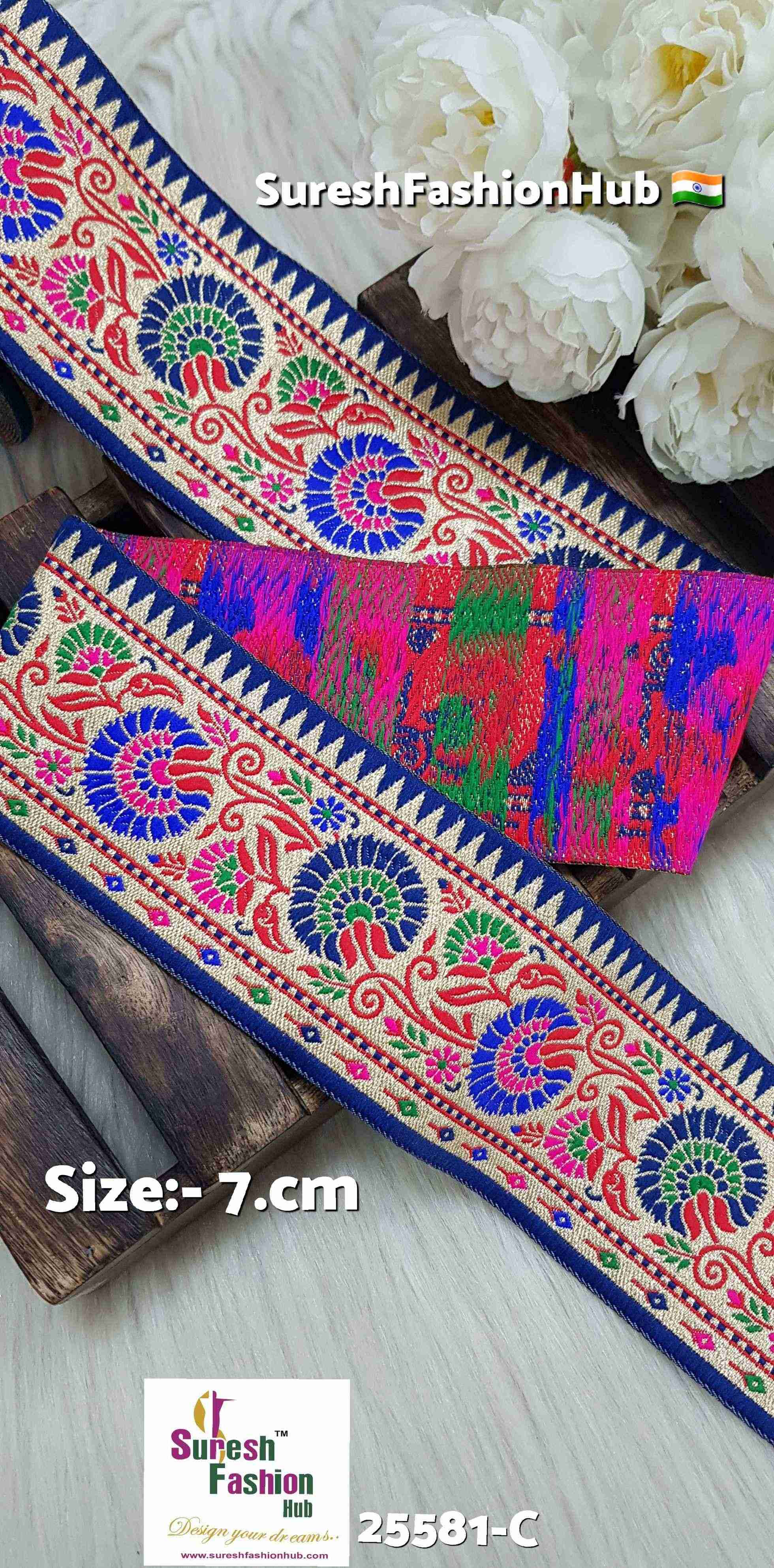 Navy Blue Elite Floral Banarasi Lace