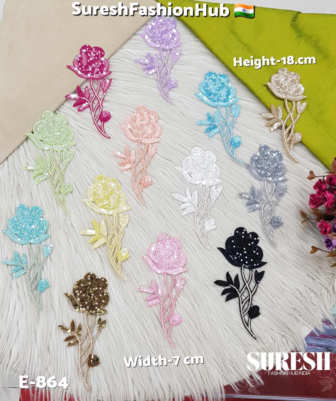 Bold Rani Pink Handcrafted Rose Patch