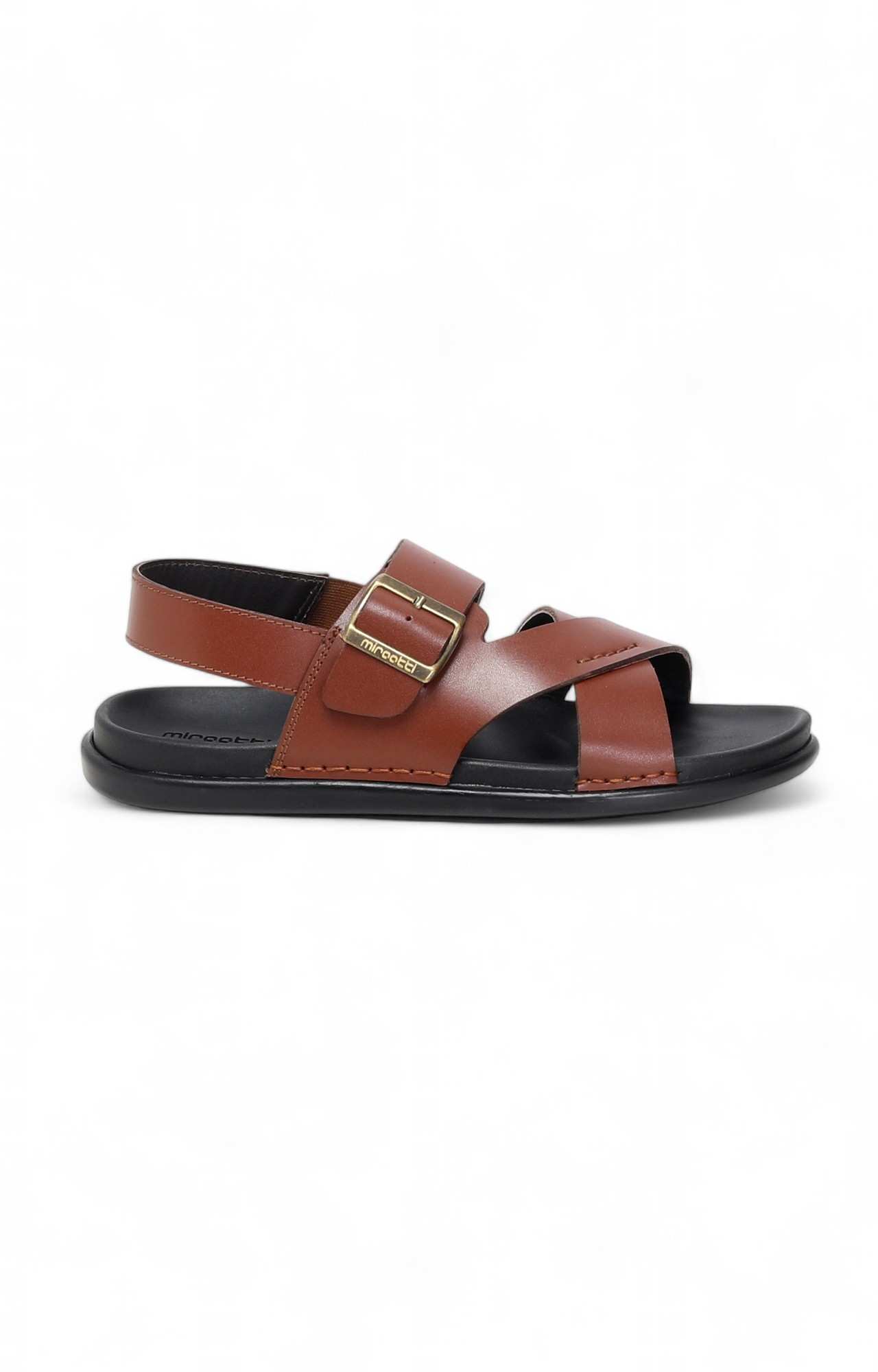 Men Wine Criss-Cross Sandals with Buckle