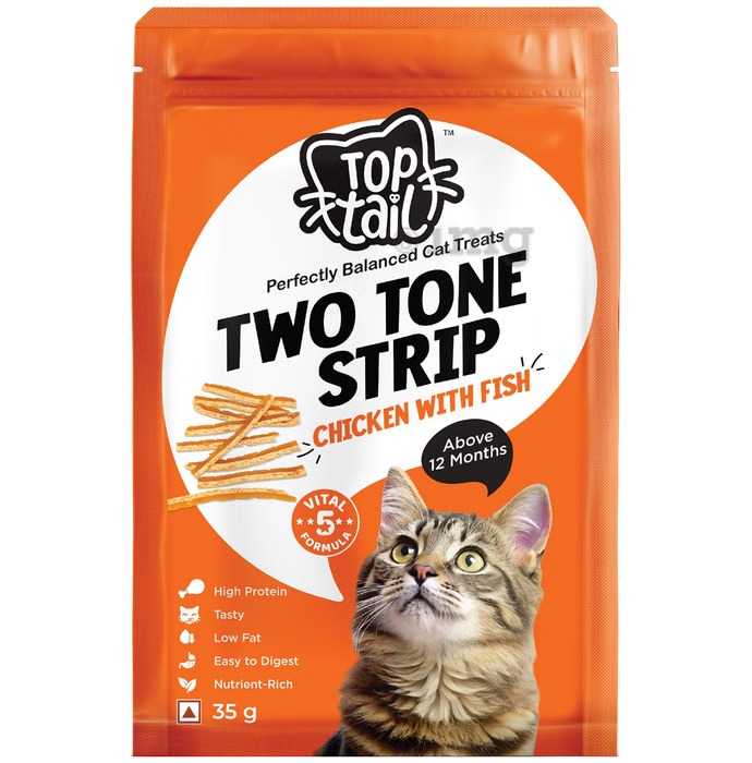 Toptail Two Tone Strips Chicken & Fish for cats 35g
