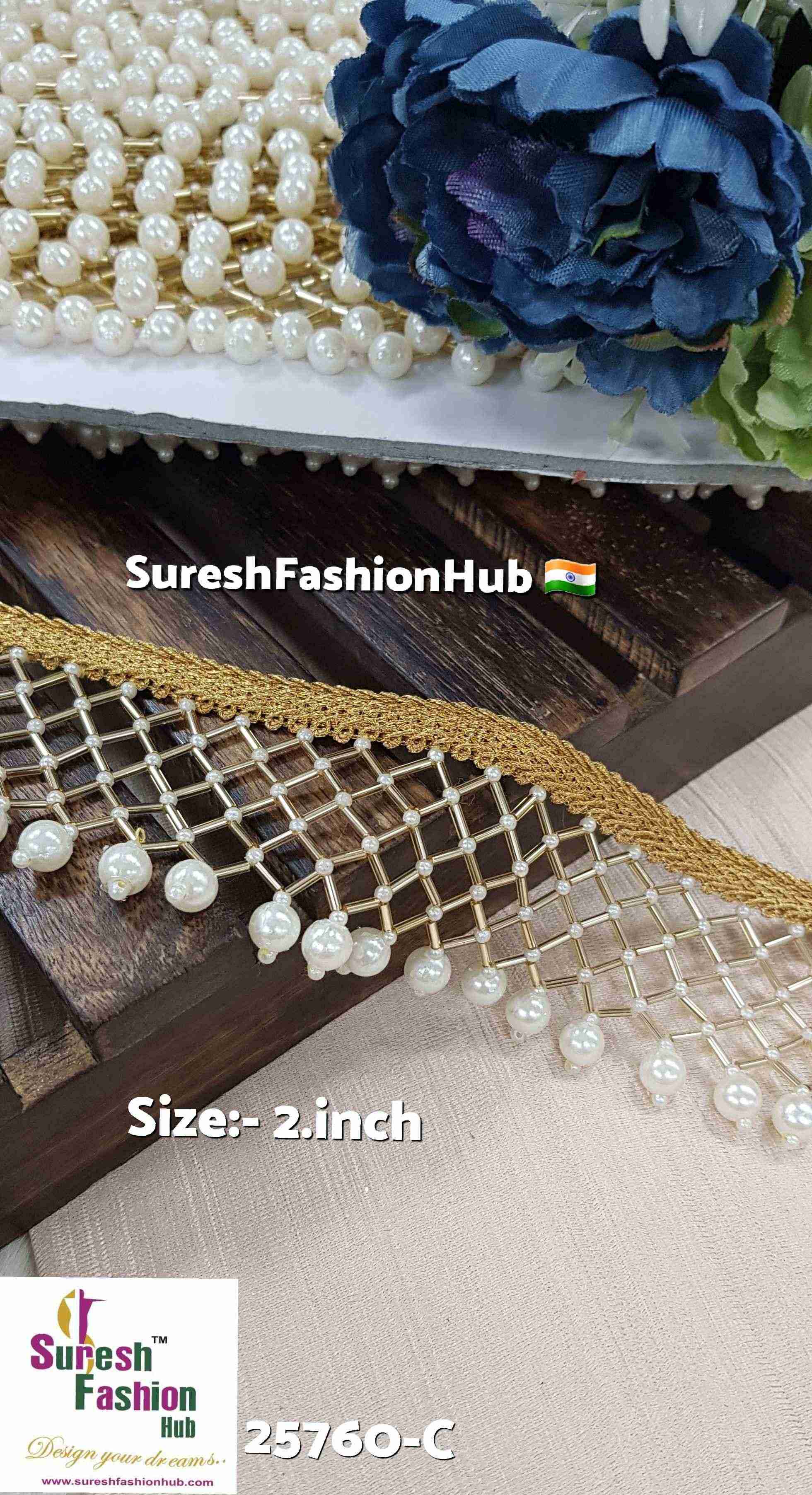 Beads, Kaddhana & Pearl Jhalar Lace
