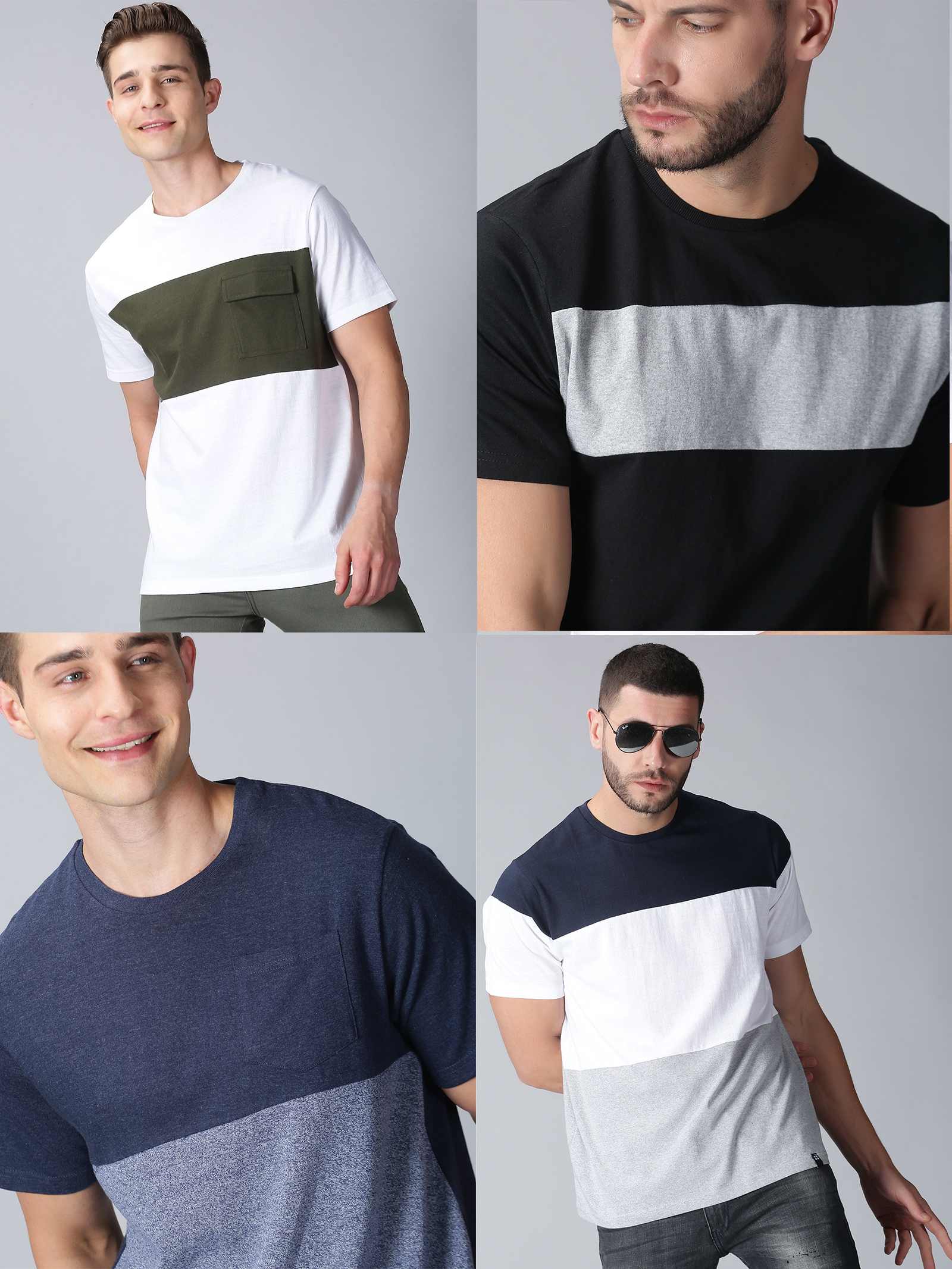 Vertu Duds Colorblock Men Round Neck Multi coloured T Shirt