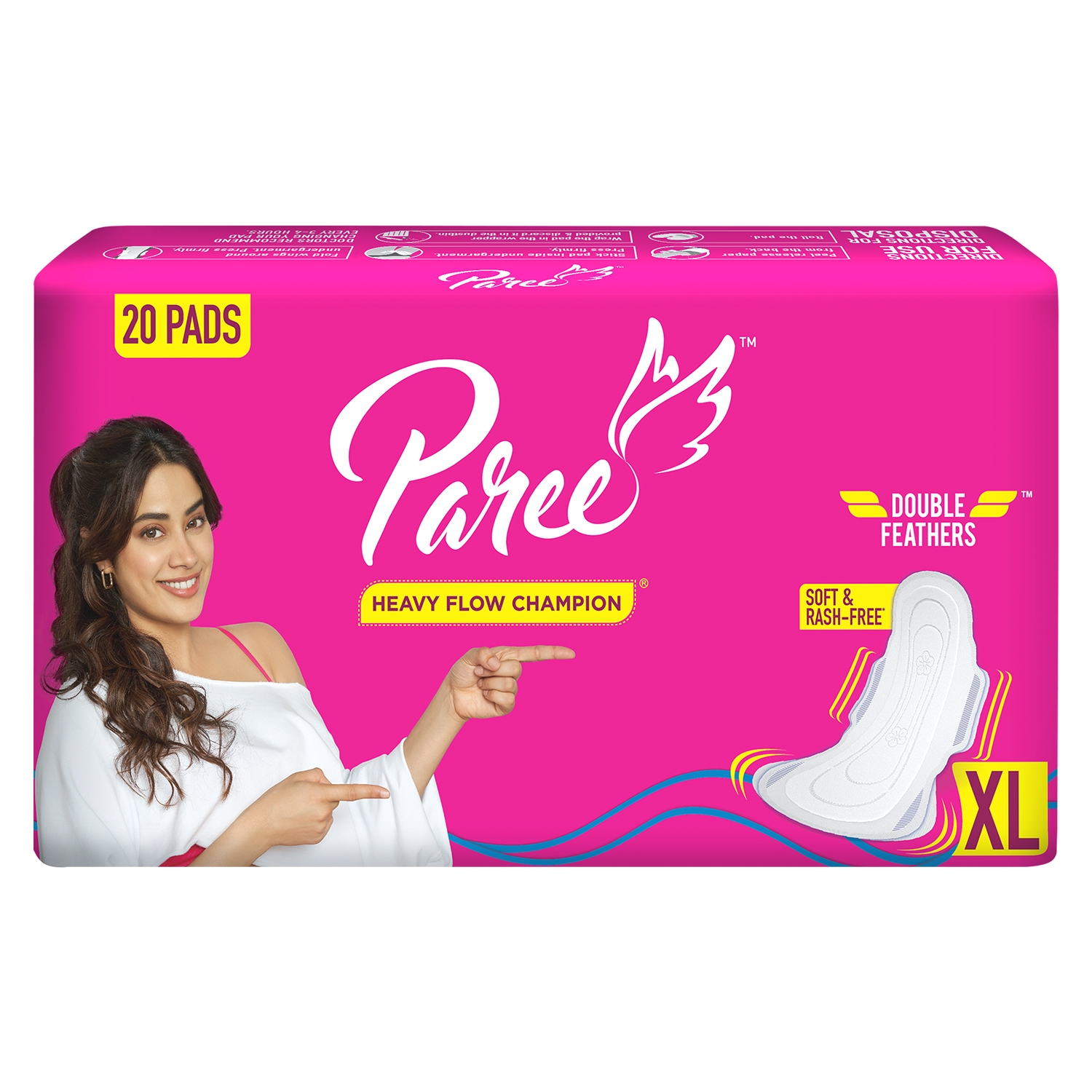 Paree | Paree Soft & Rash Free XL Sanitary Pads, With 3 Seconds Absorption For Heavy Flow - 20 Pads 0