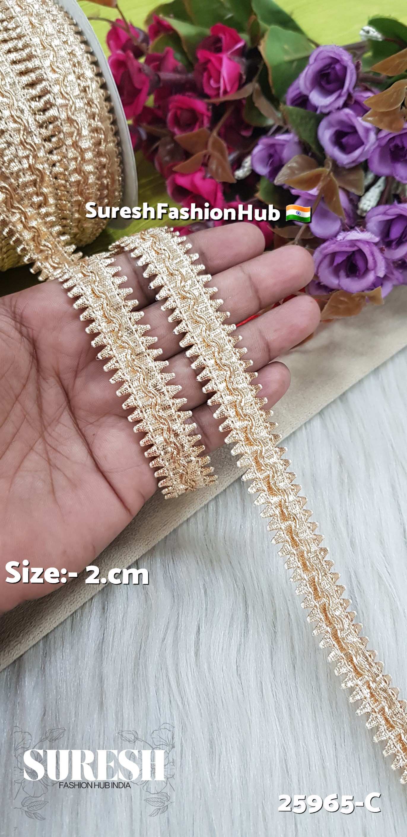 25965-C Anmol Two-Side Samosa Gota Jhalar Lace – 2 cm