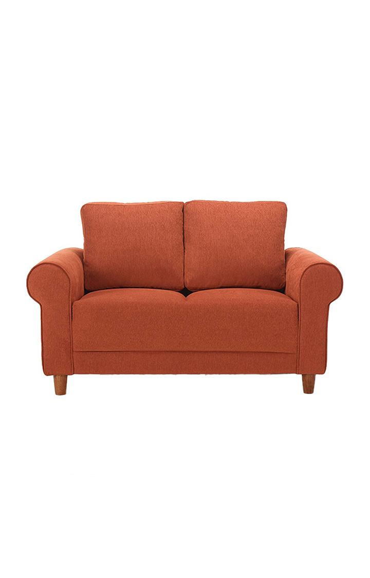 neudot Melody Sofa for Living Room |2 Persons Sofa|Premium Fabric with Padded Cushioned Armrest | Solid Wood Frame|2 Seater in Rusty Cider Orange Color