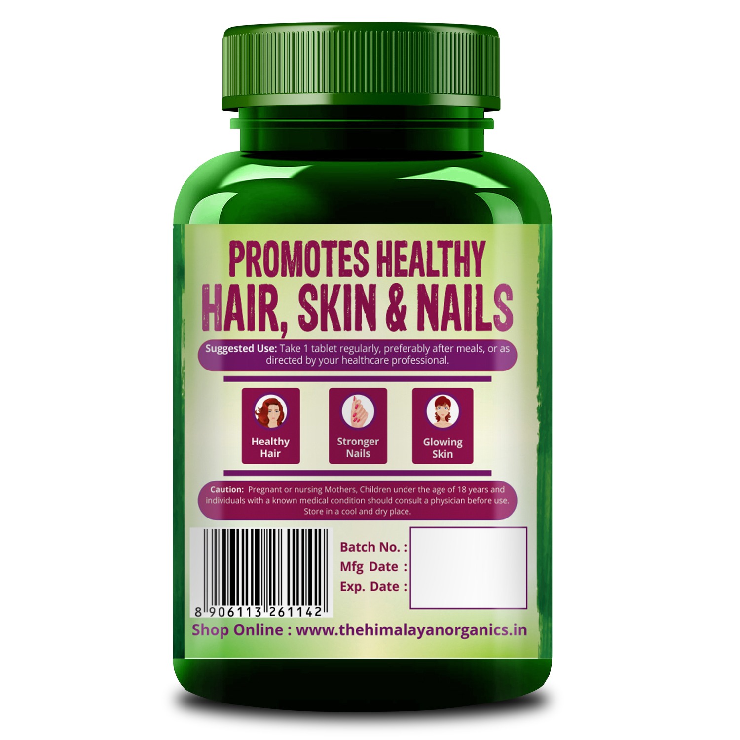 Himalayan Organics Biotin 10,000Mcg for Hair Growth- 120 tablets
