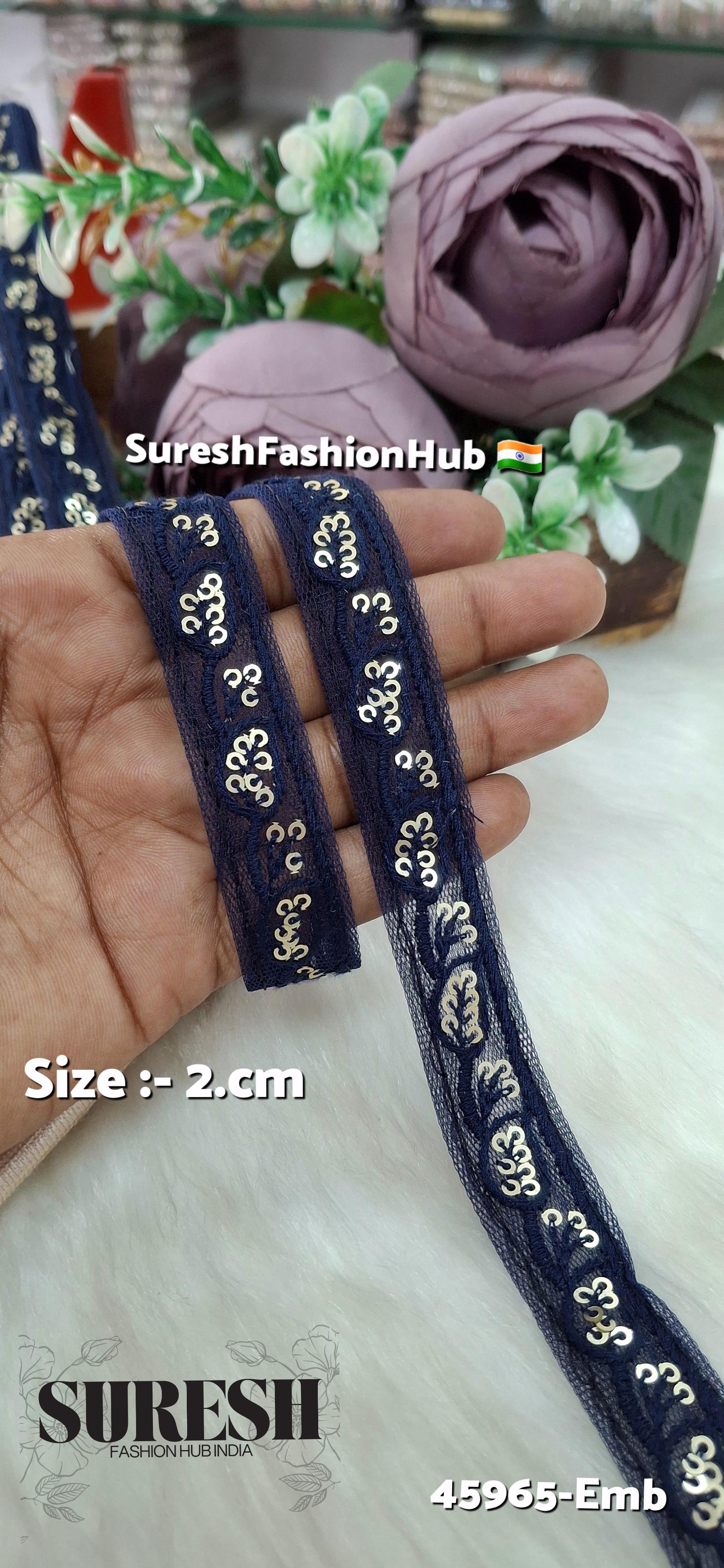 Navy Blue Tone-on-Tone Embroidery Lace