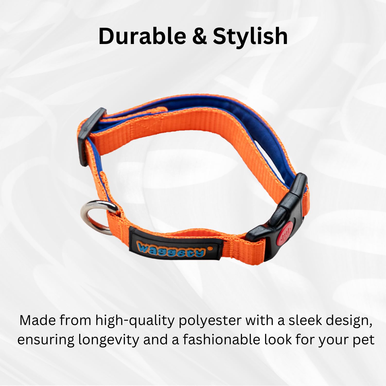 Waggety Padded Dog Collar, Orange