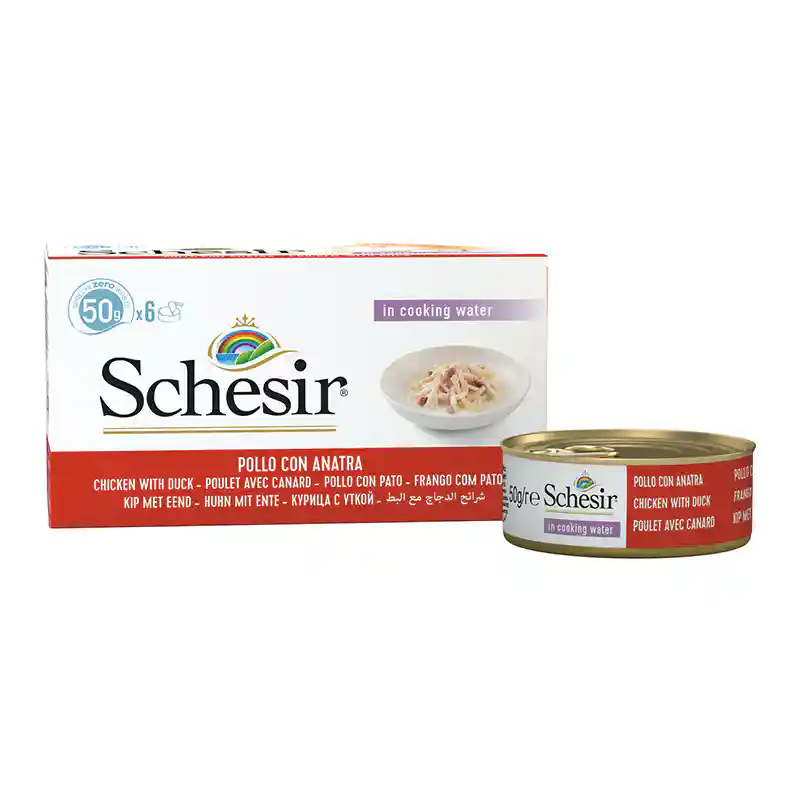 Schesir Chicken & Rice With duck In Solution Adult Cat Wet Food 6 X 50gm