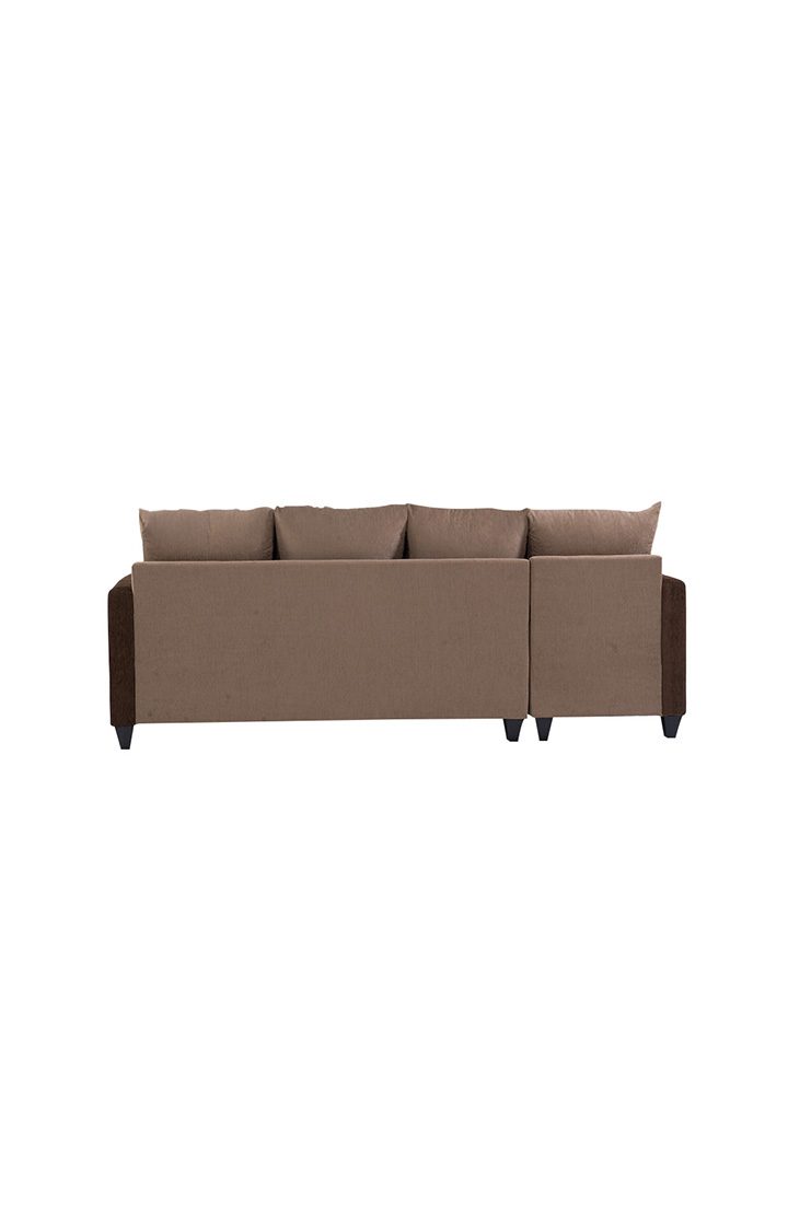neudot Saya RHS Sectional Sofa for Living Room |6 Person Sofa| Premium Fabric with Cushioned Armrest | 12 Months Warranty| Solid Wood Frame| 6 Seater in Saya Duo Brown Color DIY(Do-It-Yourself)